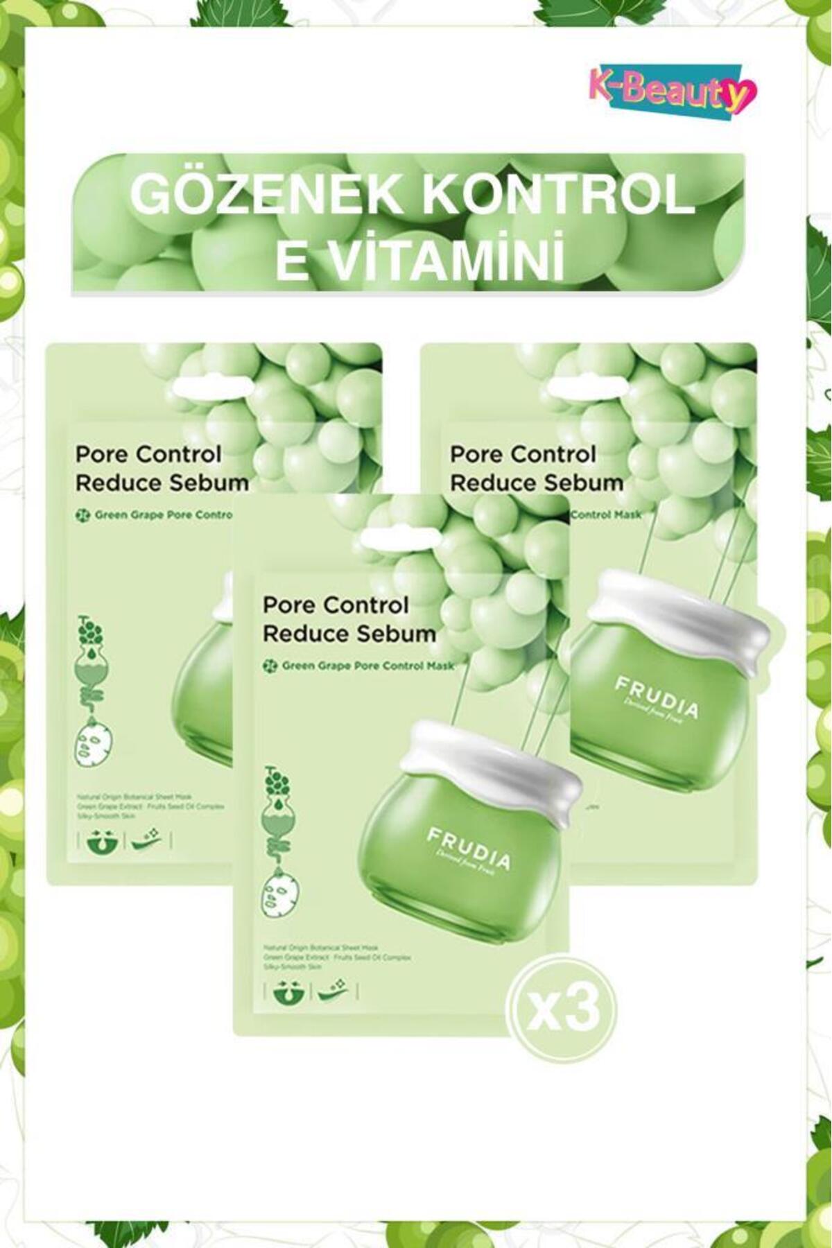 ماسک ورقه‌ای صورت فرودیا FRUDIA Green Grape کنترل منافذ، بسته ۳ عددی