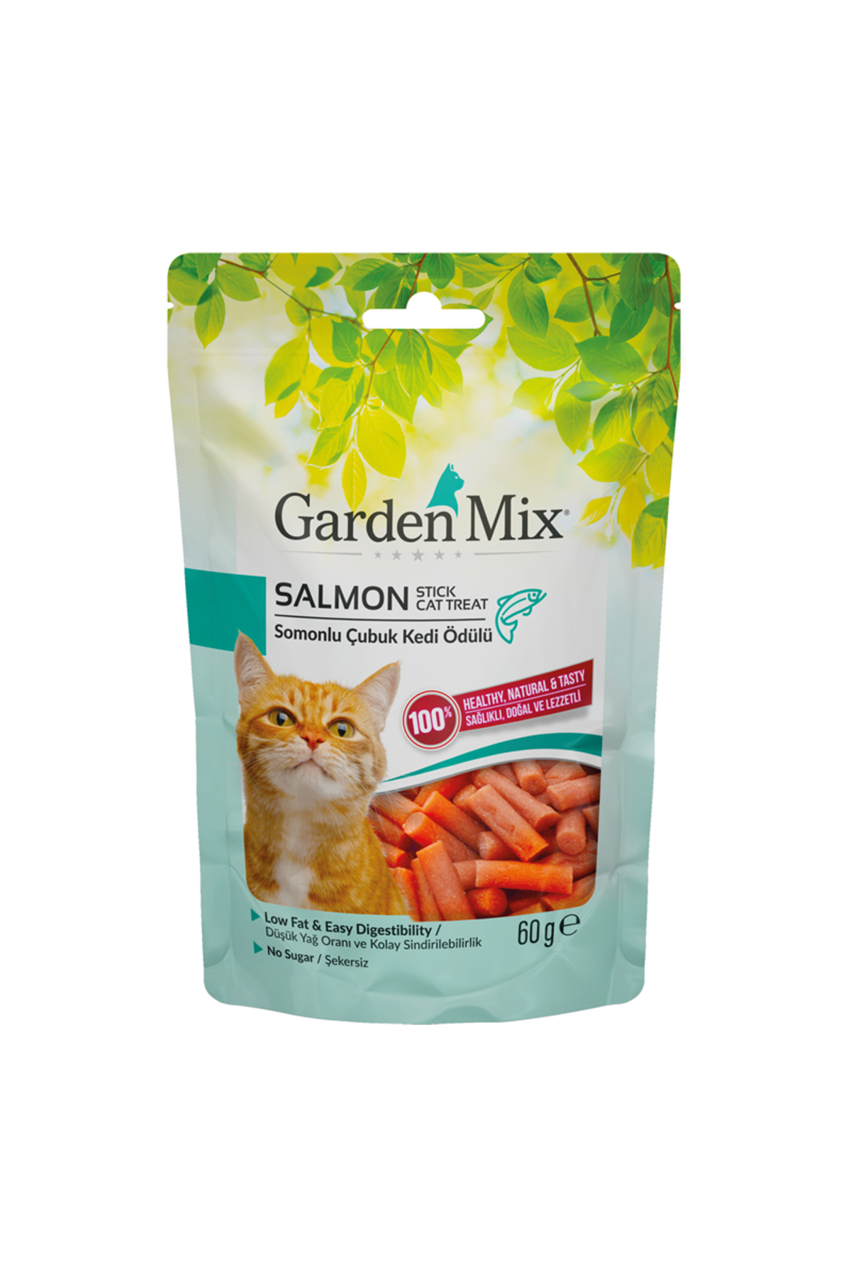 تشویقی گربه استیکی با طعم سالمون ۶۰ گرمی گاردن‌میکس Gardenmix