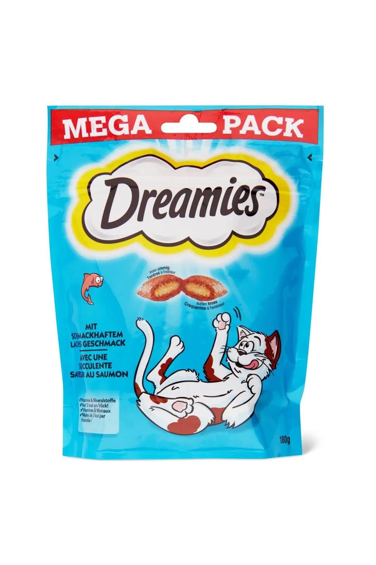 بیسکویت تشویقی گربه دریمیز Dreamies Mega Pack با طعم سالمون، ۱۸۰ گرم