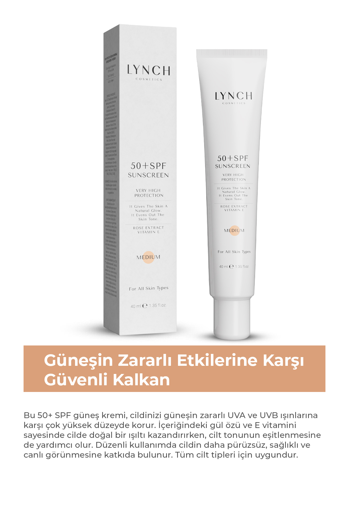کرم بی بی با SPF 50 و حفاظت بسیار بالا رنگ بژ 40 میلی لیتر Lynch Cosmetics