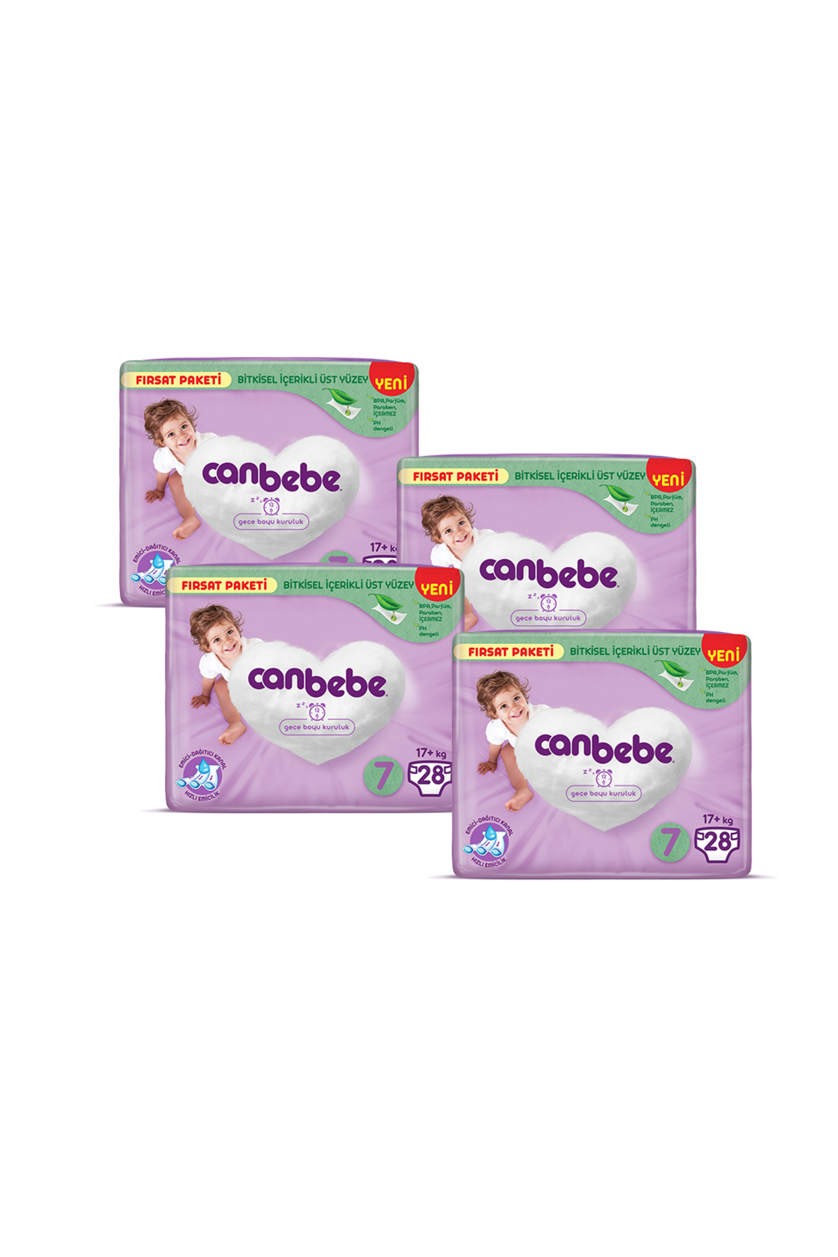 پوشک بچه کودک فرصتی سایز بسته 7 XXL 17 کیلوگرم 28 LI X 4 اورجینال Canbebe