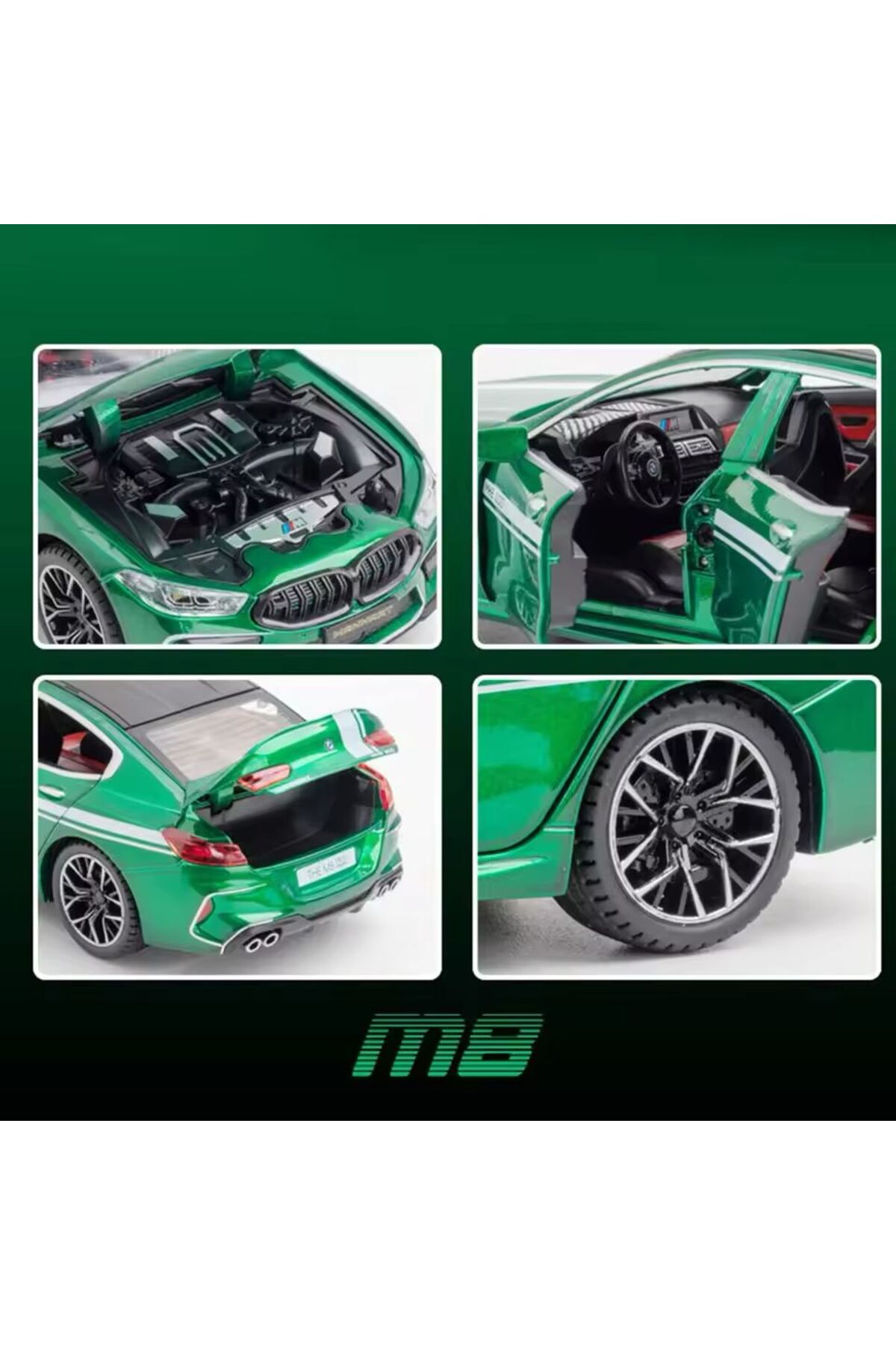مدل خودرو BMW M8 DIECAST METAL 1.24 SCALE CAR DOOR TRUNK HOOD OPENS سفید CARS ورزشی اورجینال scntoys