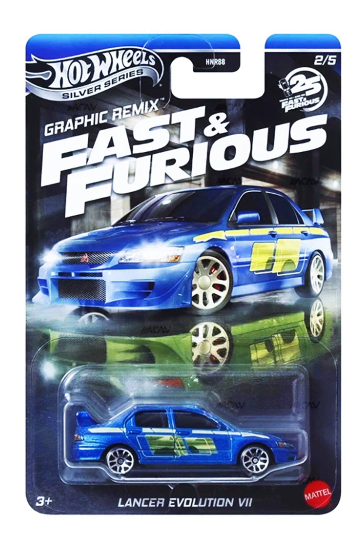 ماشین اسباب بازی ریمیکس گرافیکی FAST & FURIOUS 25TH ANNIVERSARY LANCER EVOLUTION VII مدل سری ویژه از ترکیه HOT WHEELS