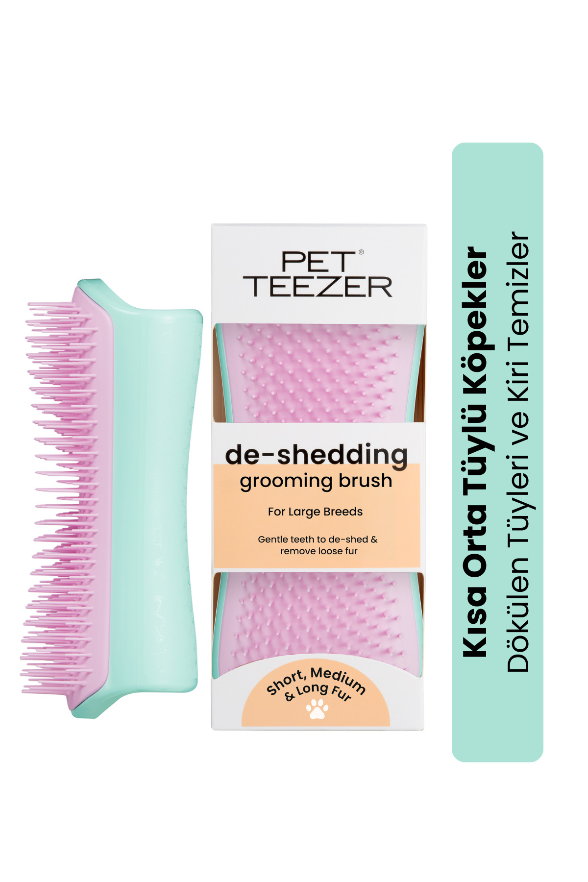 برس نظافت سگ تنگل تیزر Tangle Teezer Pet Teezer Deshedding، سبز نعنایی و صورتی