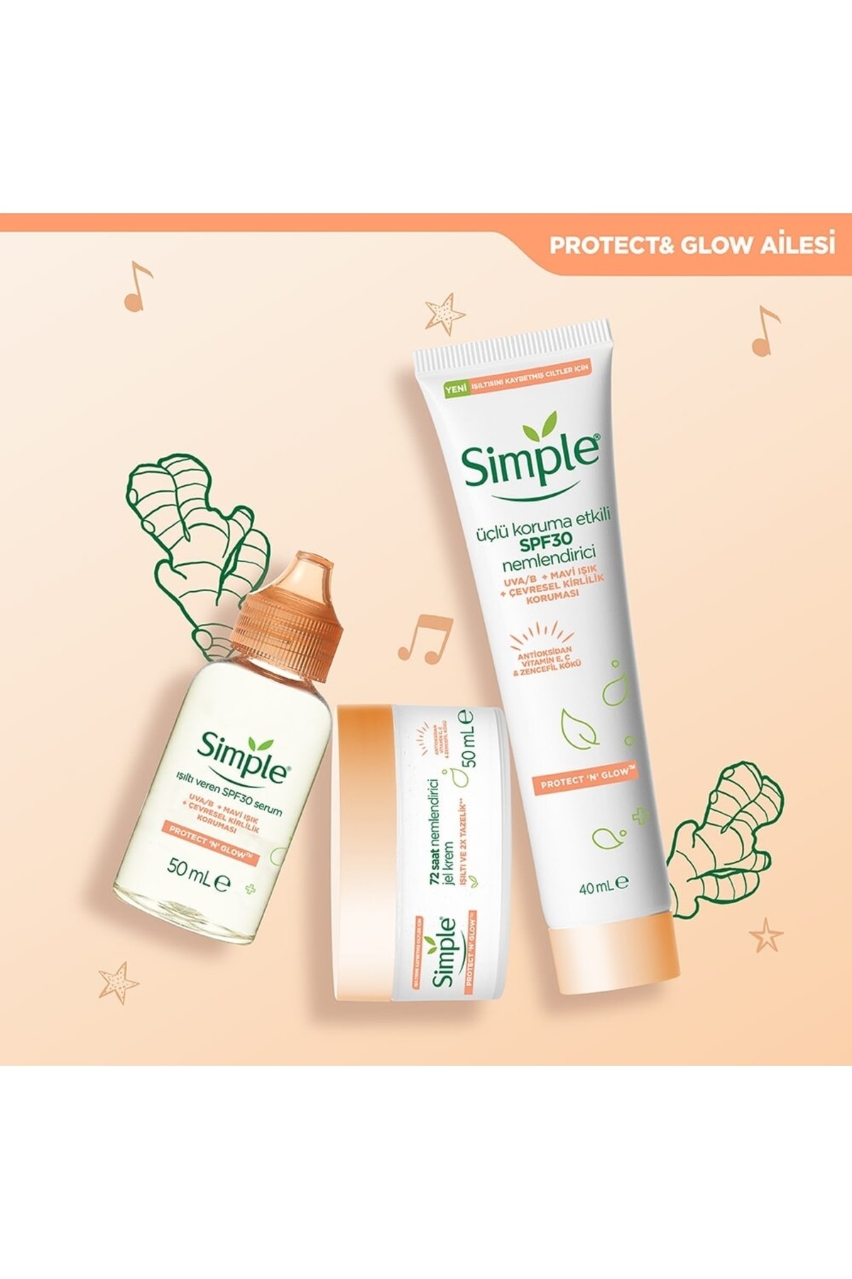 Simple مرطوب کننده موثر SPF30 محافظتی سه گانه پوست درخشان 40 میلی لیتر