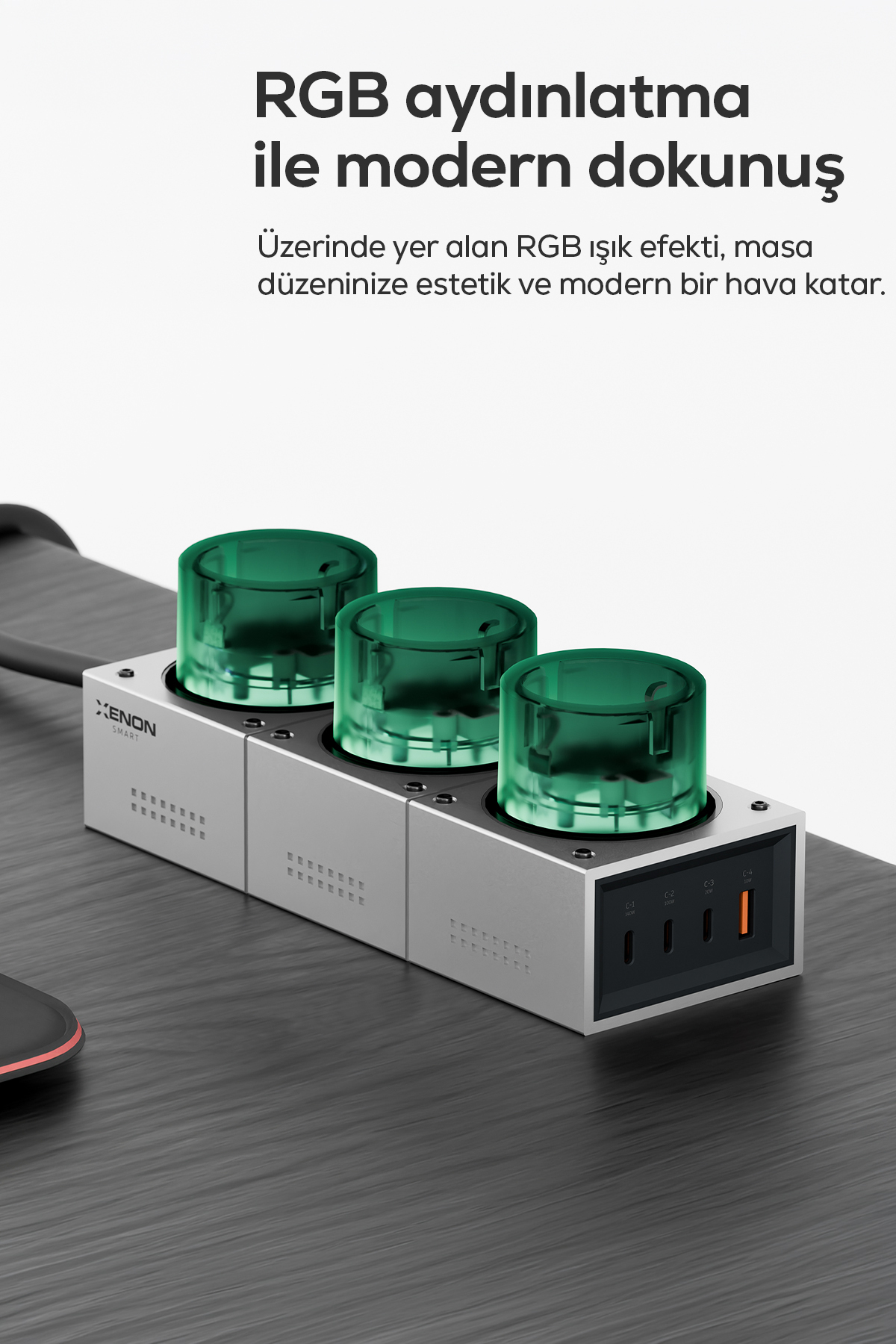 پریز رومیزی و ایستگاه شارژ سریع زنون اسمارت Xenon Smart X6424، ۷ در ۱
