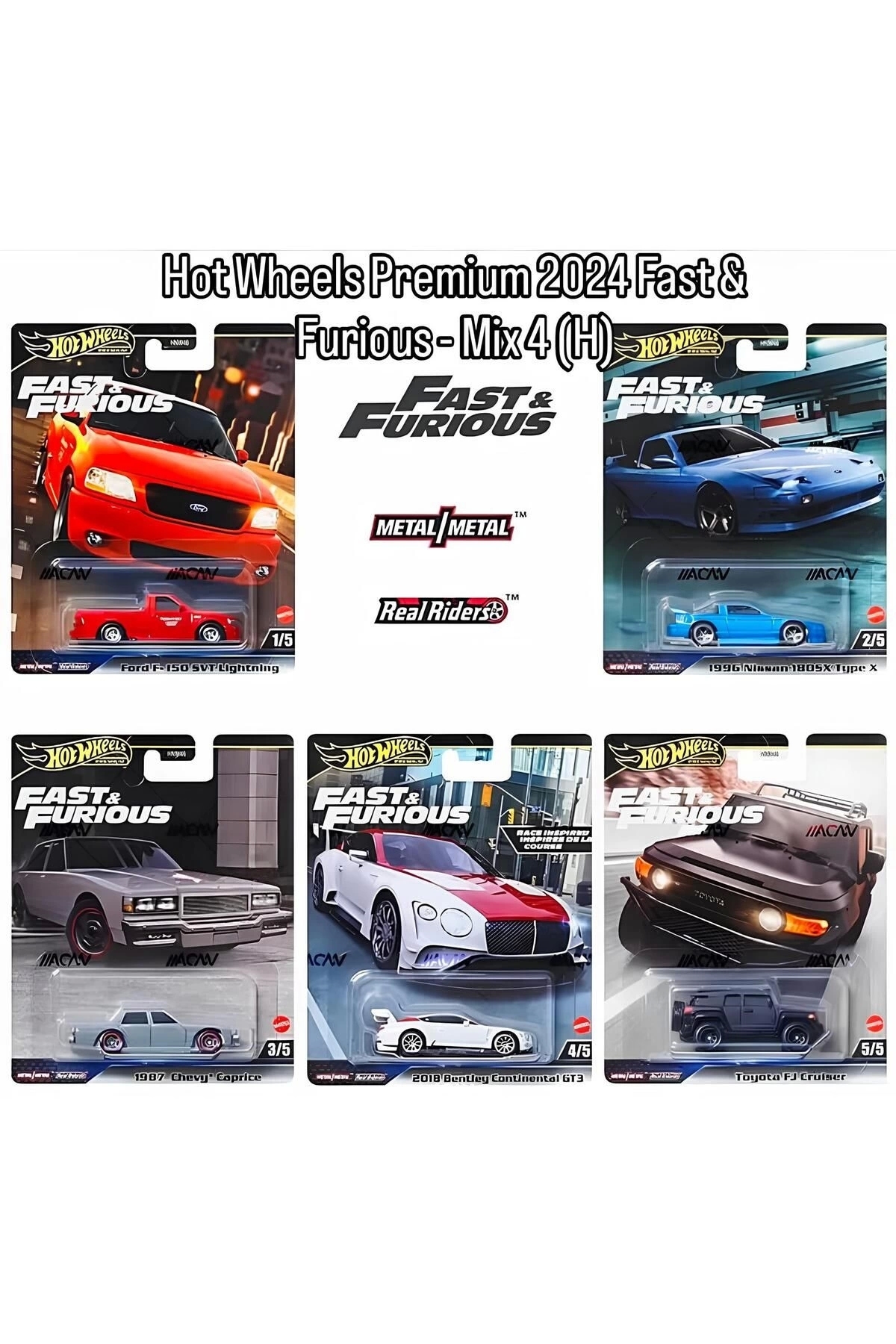 ماشین اسباب بازی مجموعه پرمیوم 2024 سریع و خشمگین 5 عددی HNW46 979H HOT WHEELS
