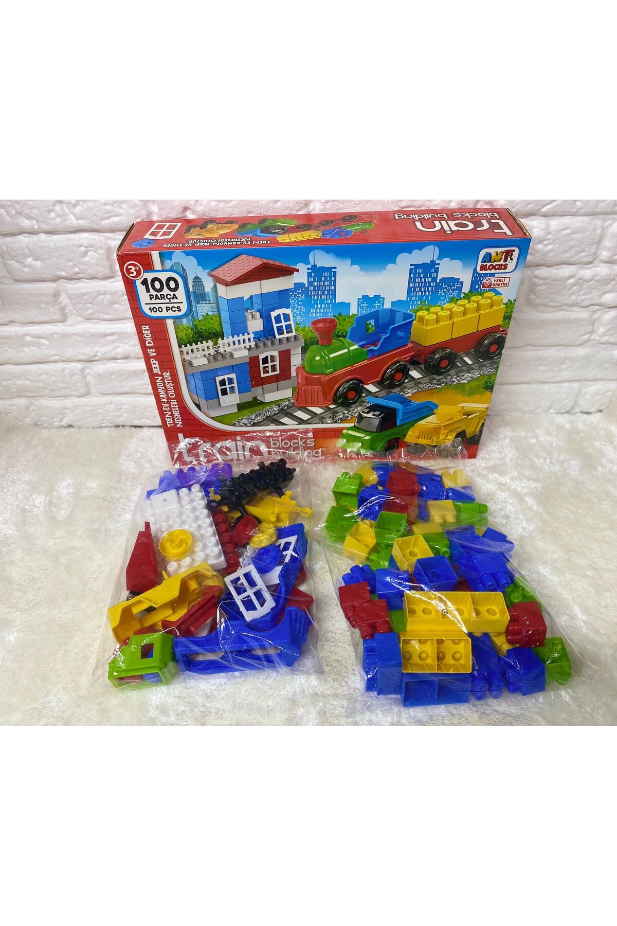 لگو و اسباب بازی های ساخت محور ست بلوک 3 در 1 100 عددی آموزش هوشمند سرگرمی آموزشی ANT BLOCK TRAIN AND TRUCK از ترکیه Asya Oyuncak