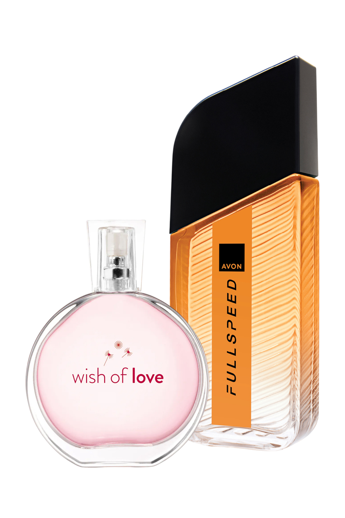 Avon عطر مردانه Full Speed ​​و عطر زنانه Wish of Love بسته‌ی هدیه