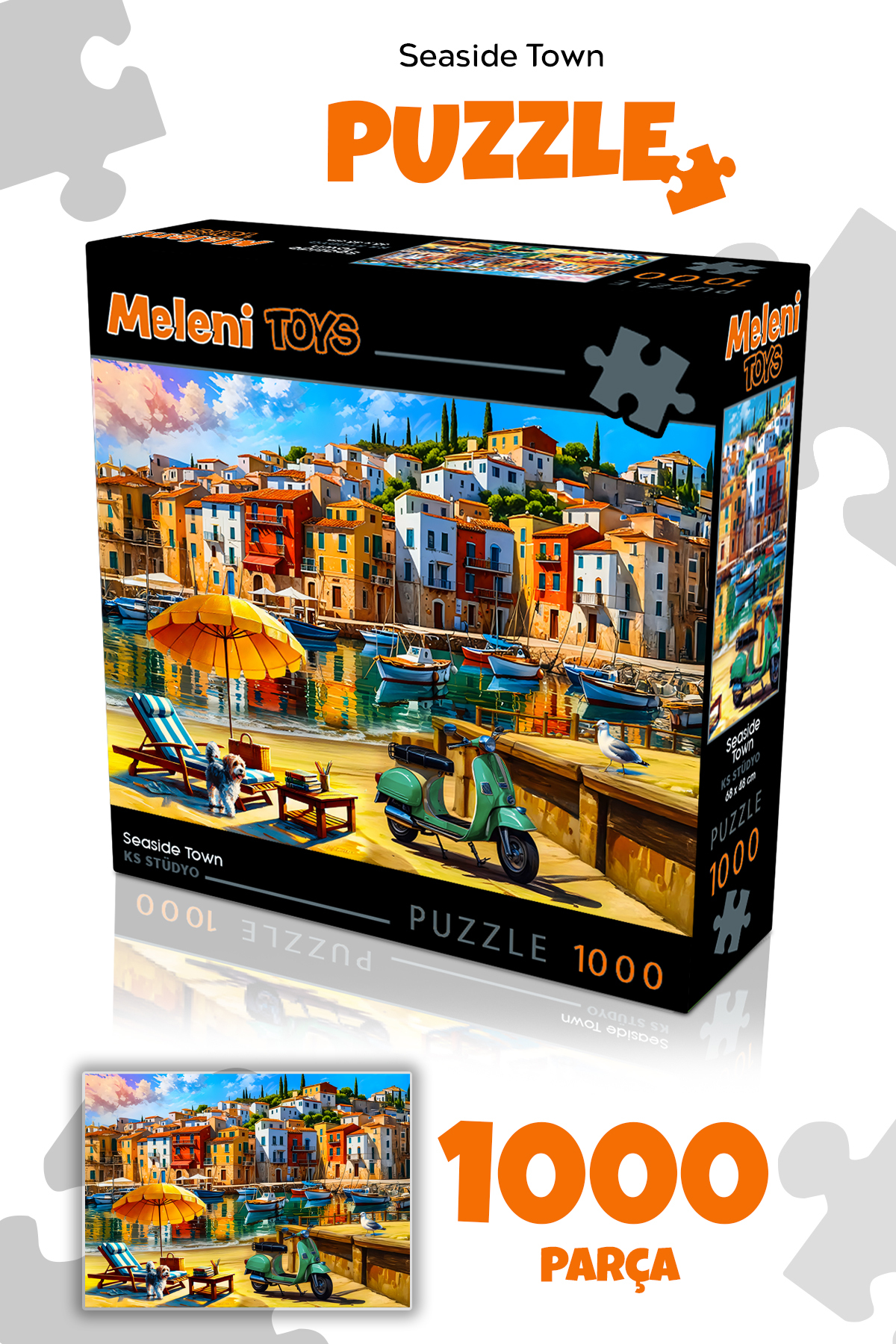 پازل اره منبت کاری مویی شهر ساحلی 1000 قطعه از ترکیه Meleni Toys