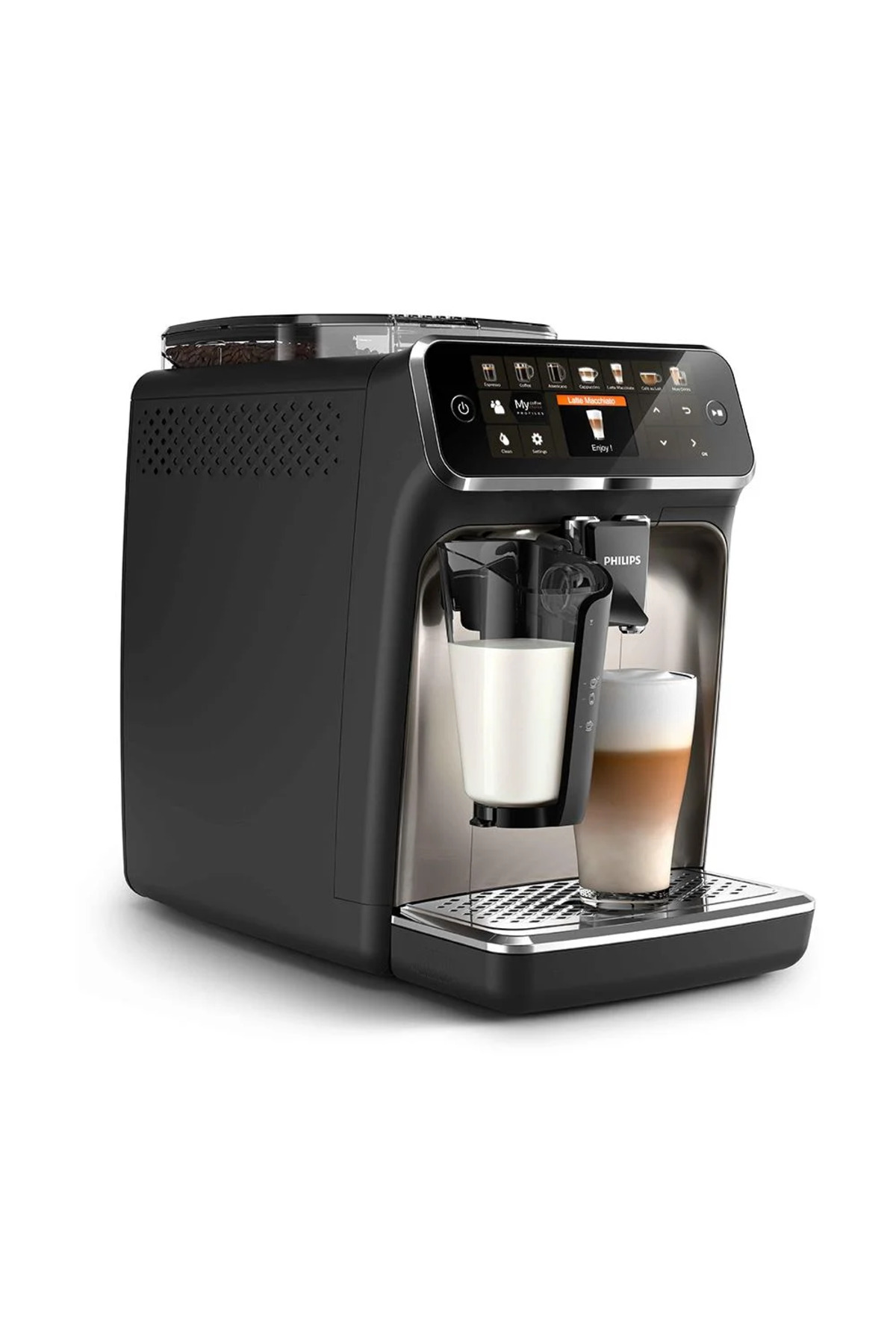 دستگاه اسپرسو و کاپوچینو LATTEGO صفحه نمایش TFT محلول شیر 12 قهوه مختلف 5400 لاته کاملاً خودکار اورجینال Philips