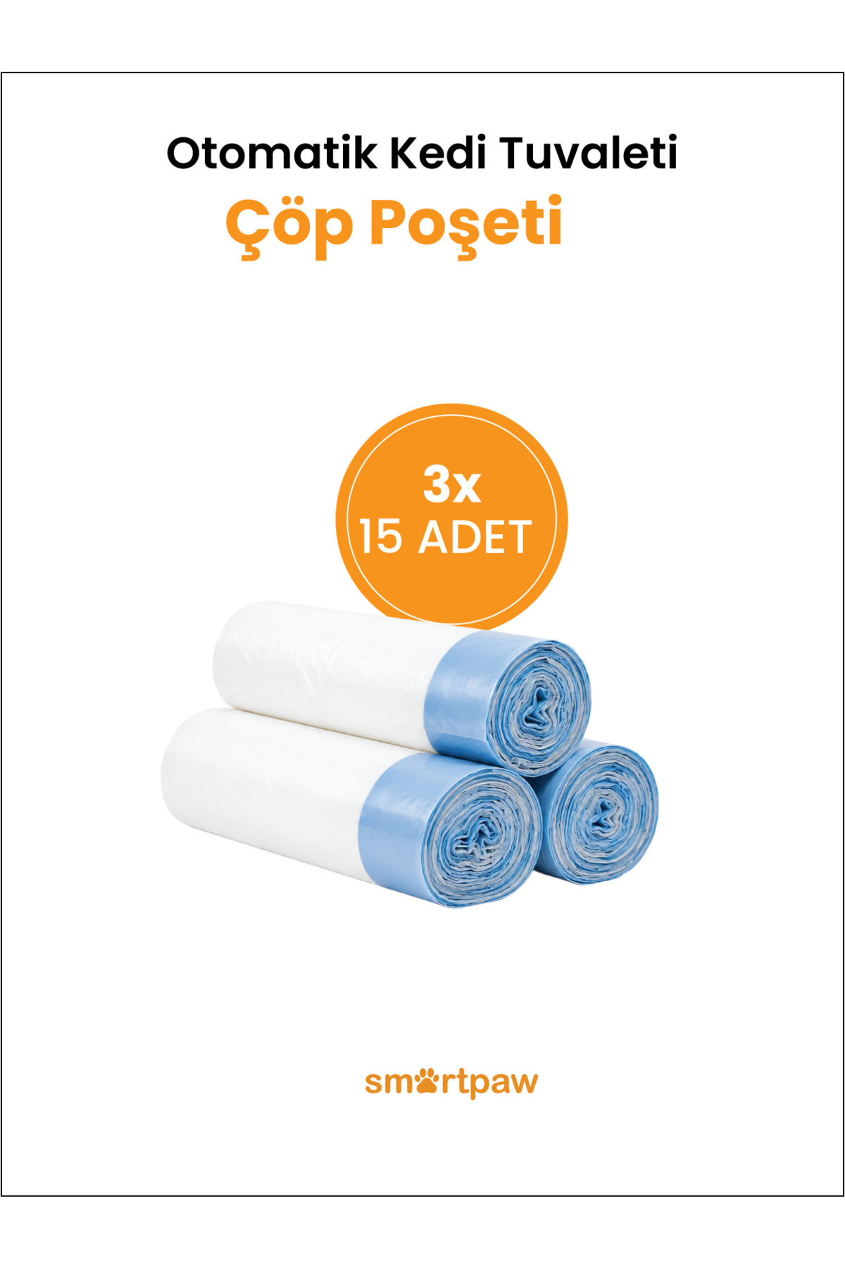 کیسه زباله توالت خودکار گربه اسمارت‌پا SMARTPAW، مدل AKS-MSP01-04، ۳ رول ۱۵ عددی