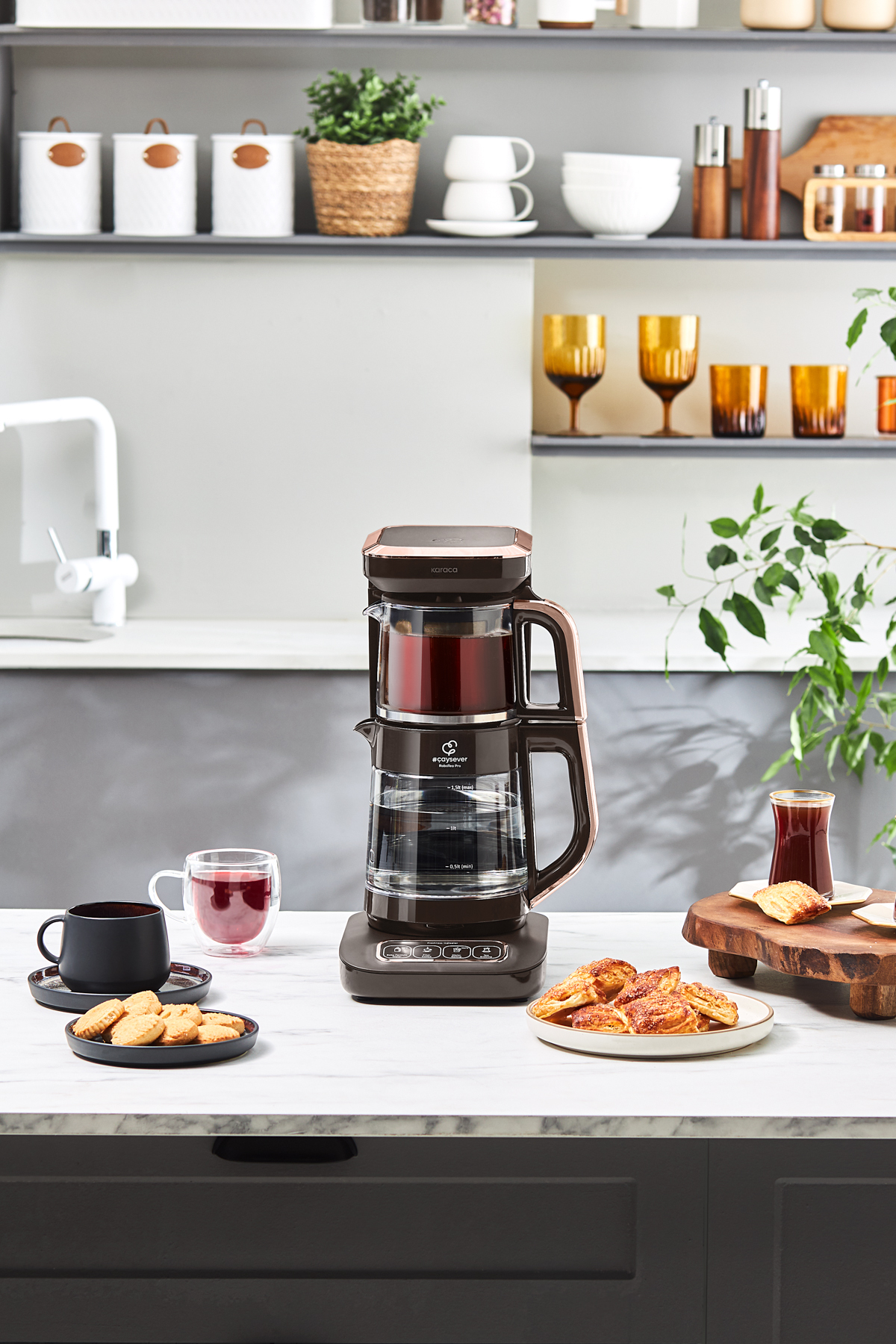 چای ساز TEA LOVER ROBOTEA PRO CONNECT 4 IN 1 TAKING GLASS MACHINE WALNUT BROWN اورجینال Karaca