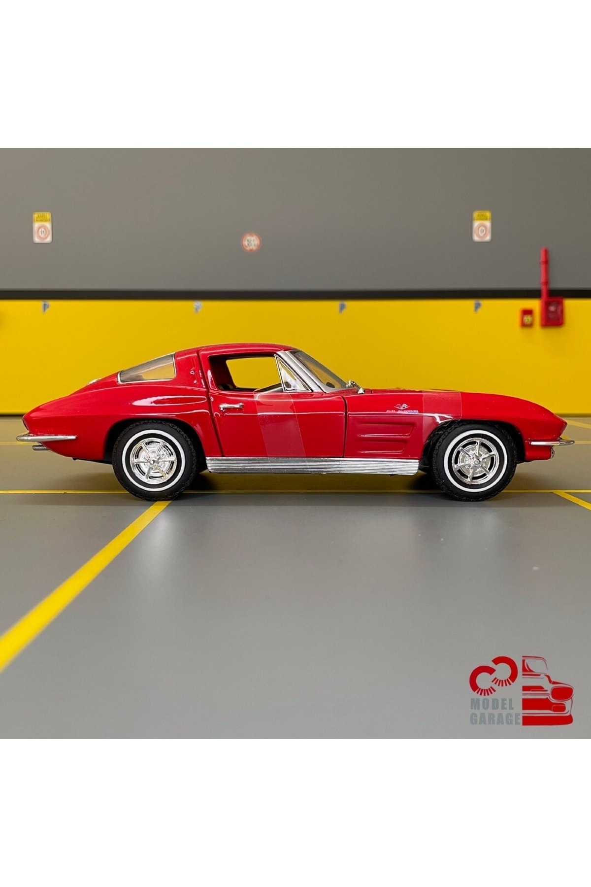 مدل خودرو شورلت کوروت 1963 1 24 مقیاس C&amp;C گاراژ ماشین فلزی دیکست اورجینال WELLY