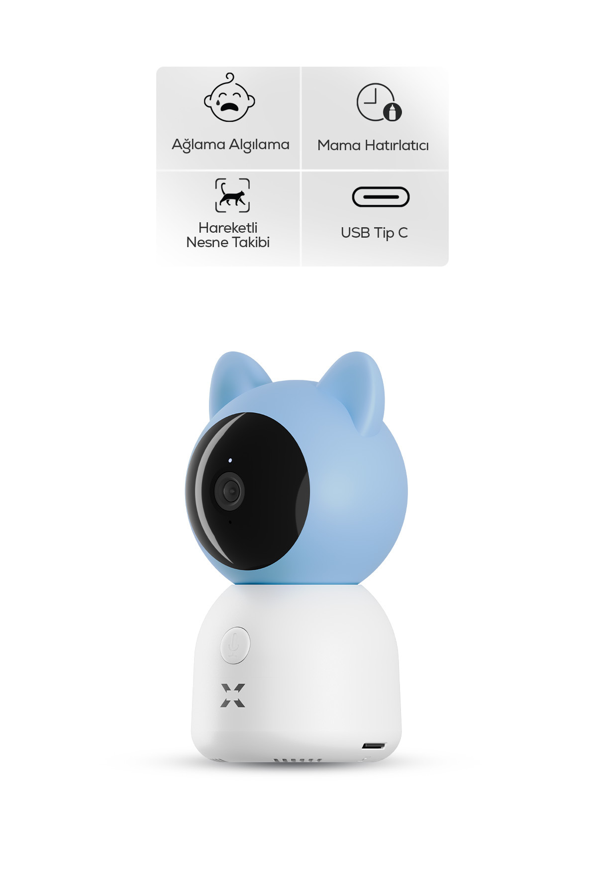 دوربین پایش کودک زنون اسمارت Xenon Smart، مدل X7202-MAVİ، ۳ مگاپیکسل با نمایشگر ۵ اینچی، آبی