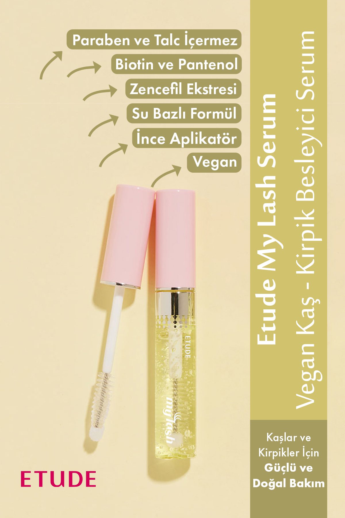 سرم ابرو و مژه وگان مدل My Lash حجم 8 میلی لیتر اتود Etude