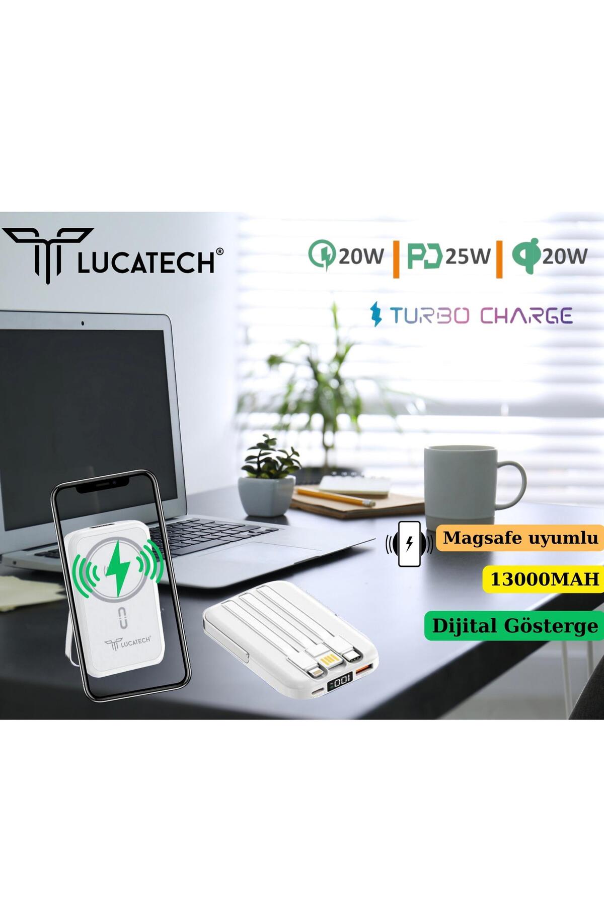 پاوربانک MAGSAFE HUAWEI P20 P30 P40 P50 P60 سازگار با 13000 میلی آمپر ساعت 25 وات اورجینال Lucatech