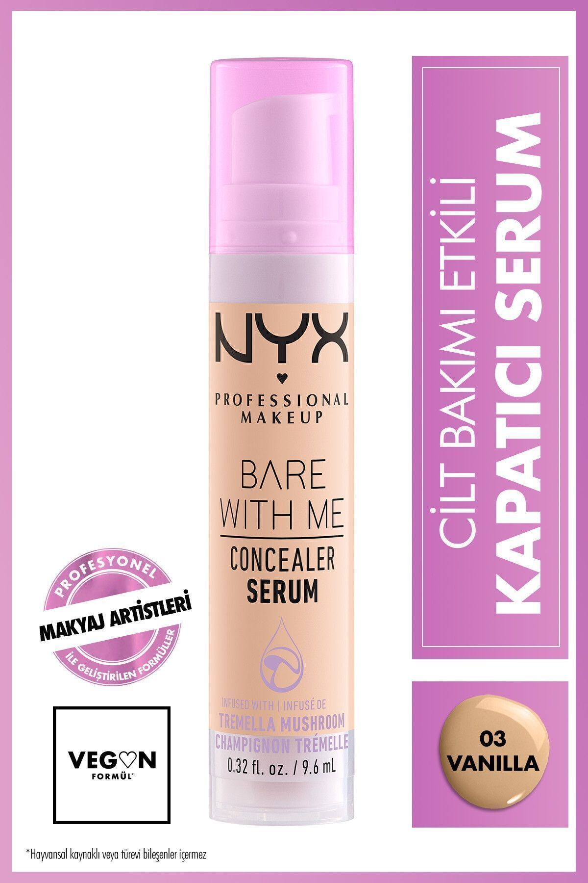 سرم کانسیلر BARE WITH ME CONCEALER SERUM رنگ 03-vanilla حجم 9.6 میل نیکس NYX