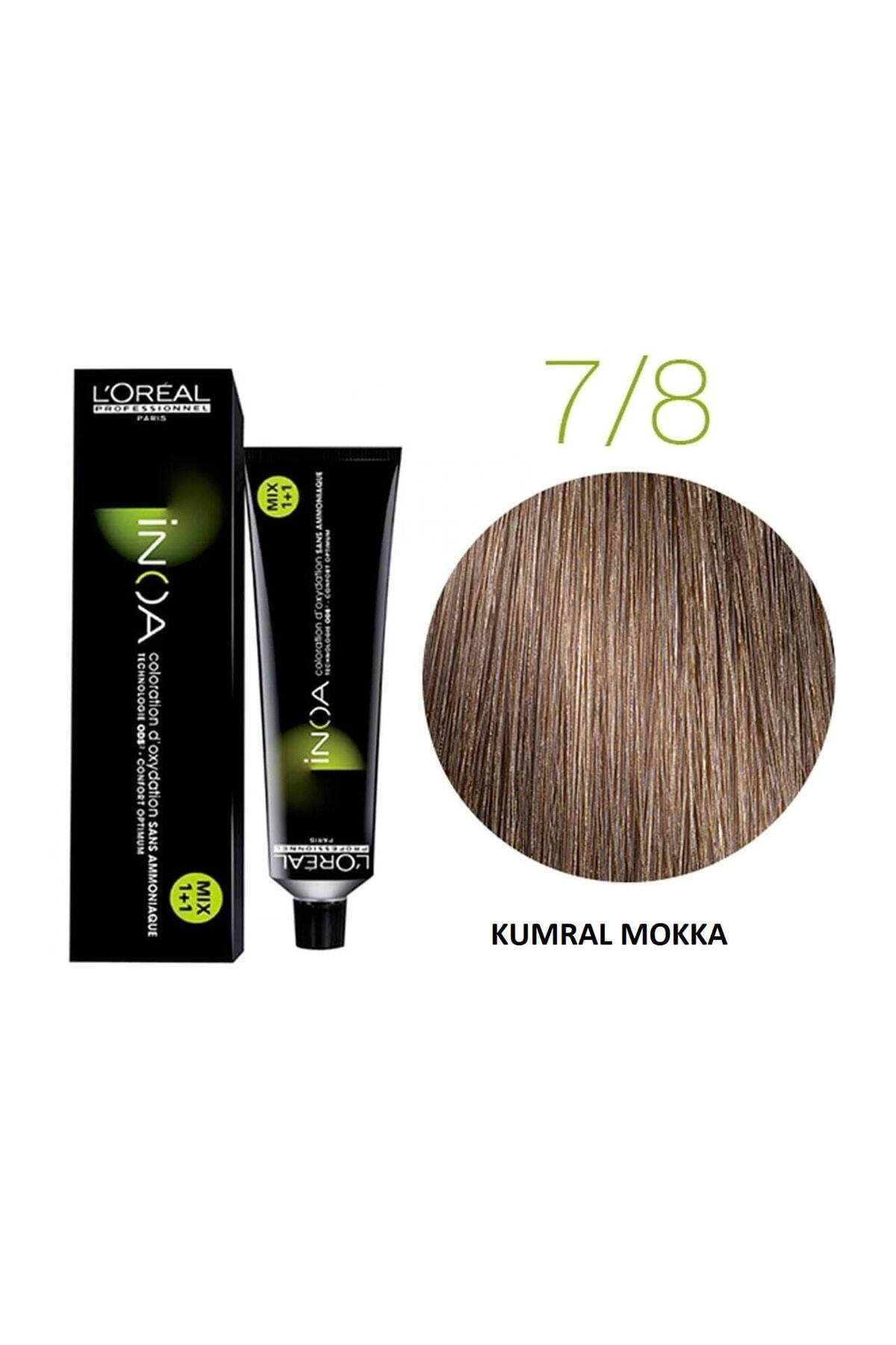 رنگ مو مردانه و زنانه INOA 7.8 KUMAL MOKKA AMMONIA مبتنی بر چربی موهای دائمی 60ML L'oreal Professionnel