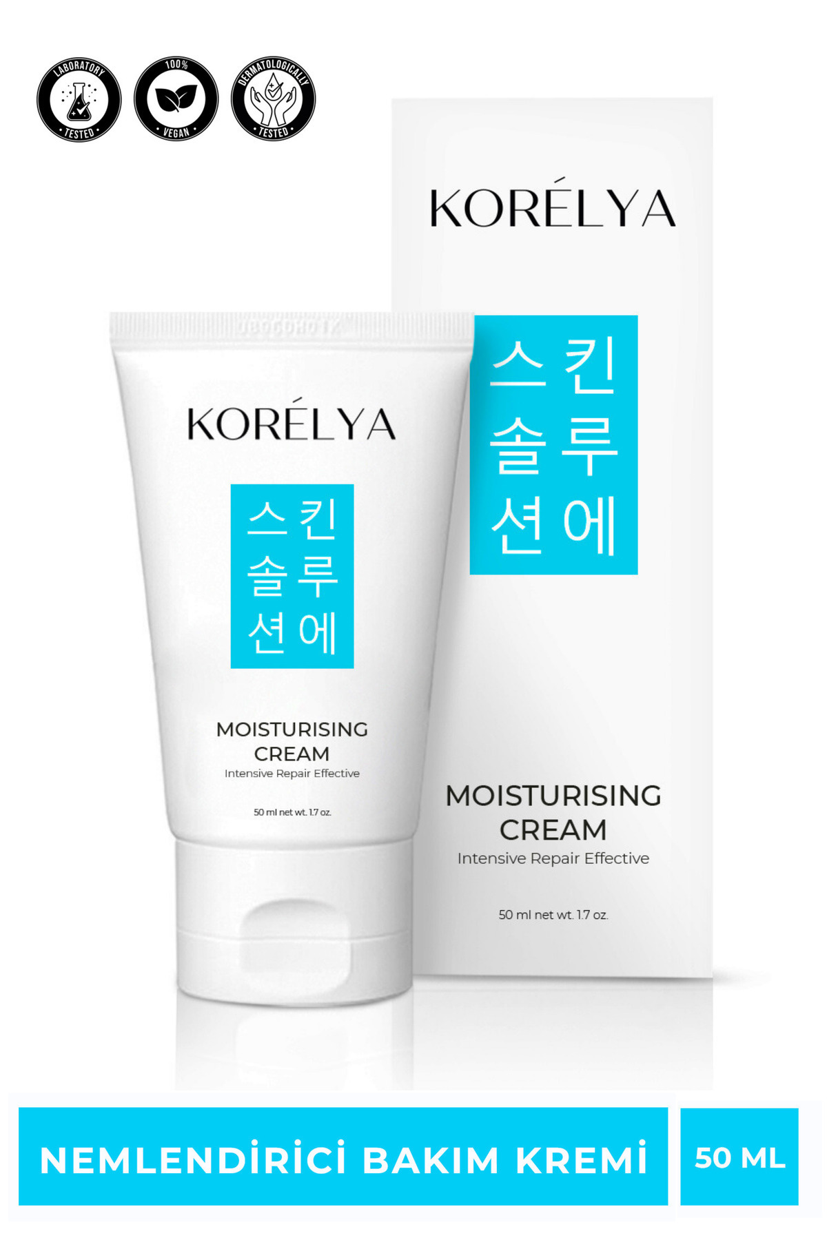 کرم صورت مرطوب کننده غلیظ بر پایه آب 50 میلی لیتر مناسب برای انواع پوست KORELYA