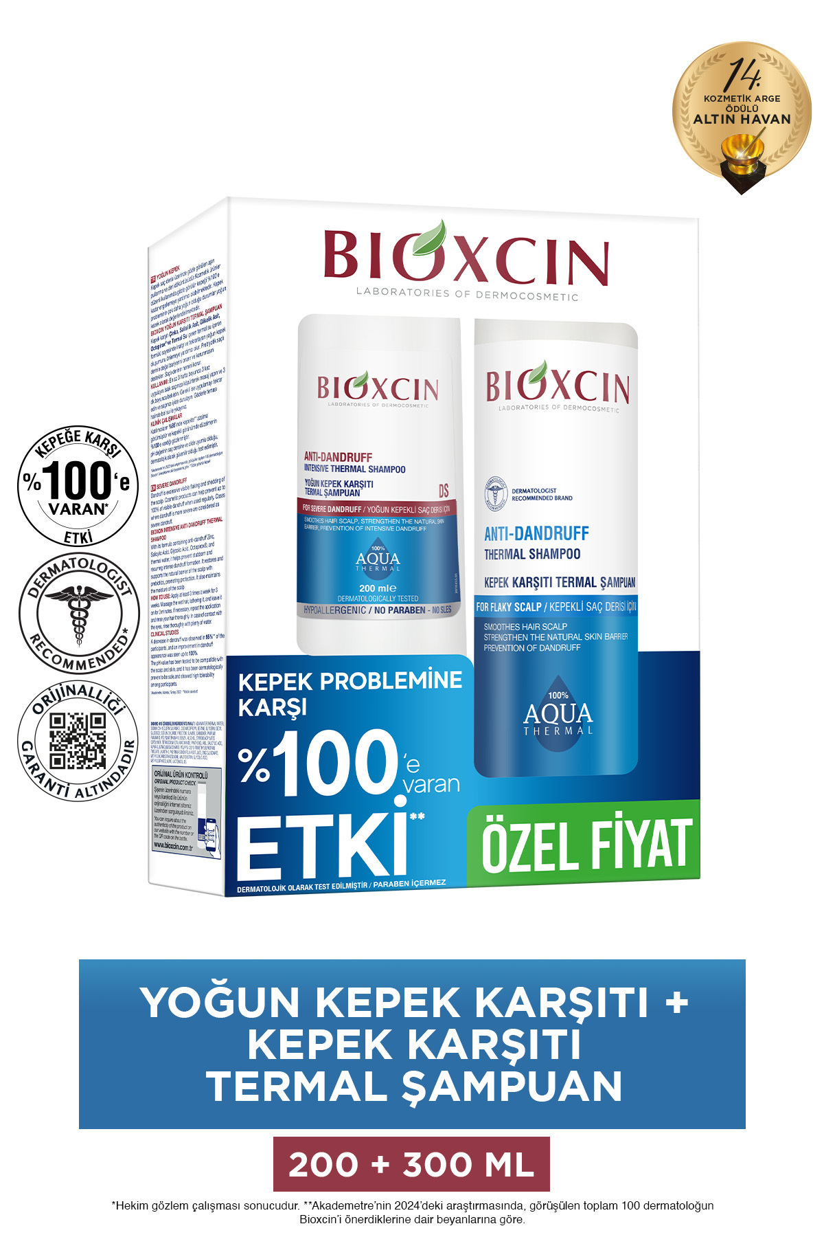 شامپو حرارتی ضد شوره آکوا 300 میل فشرده 200 Bioxcin