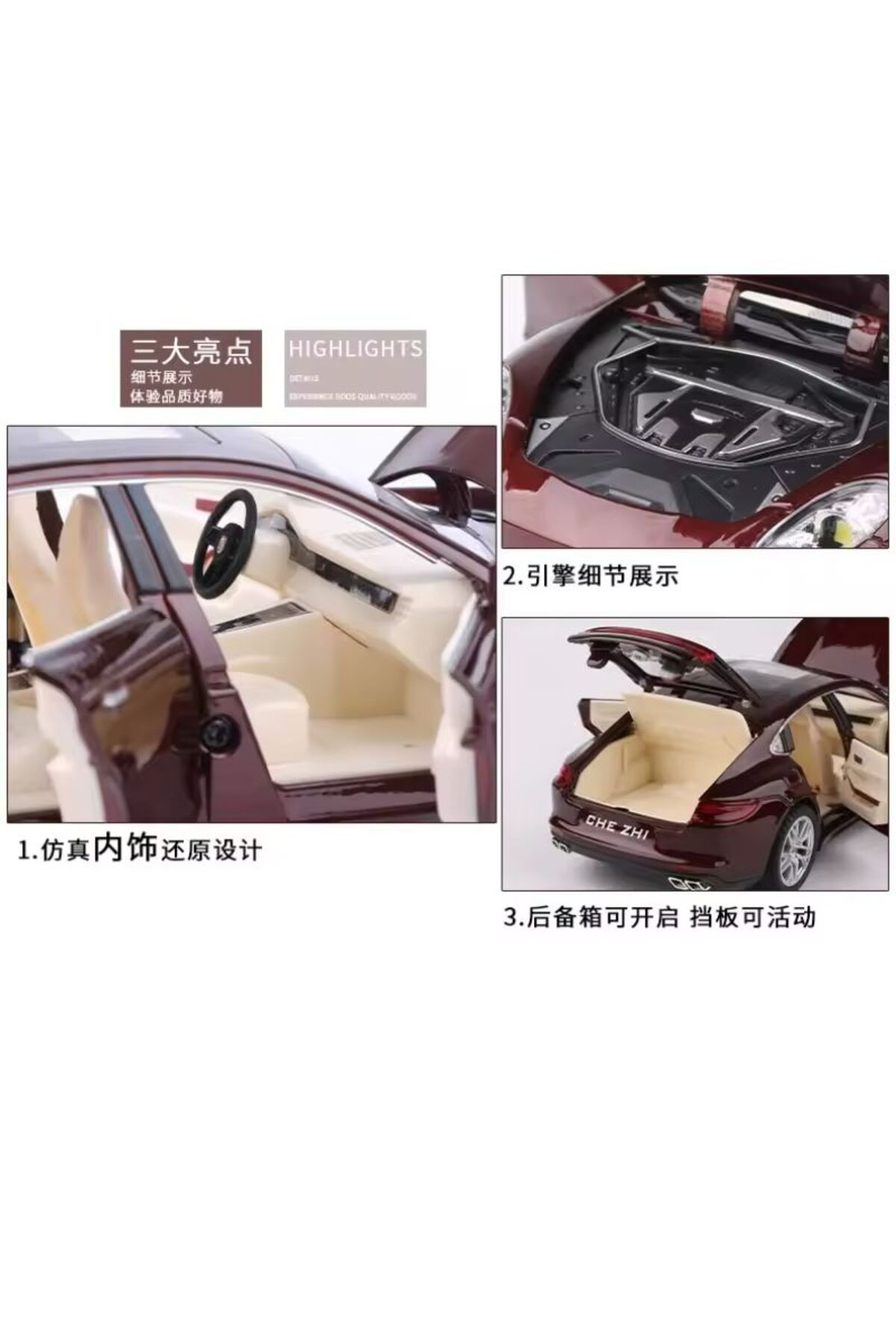 مدل خودرو 1:24 PORSCHE PANAMERA DIECAST CAR کلکسیونی با صدا و نور اورجینال scntoys