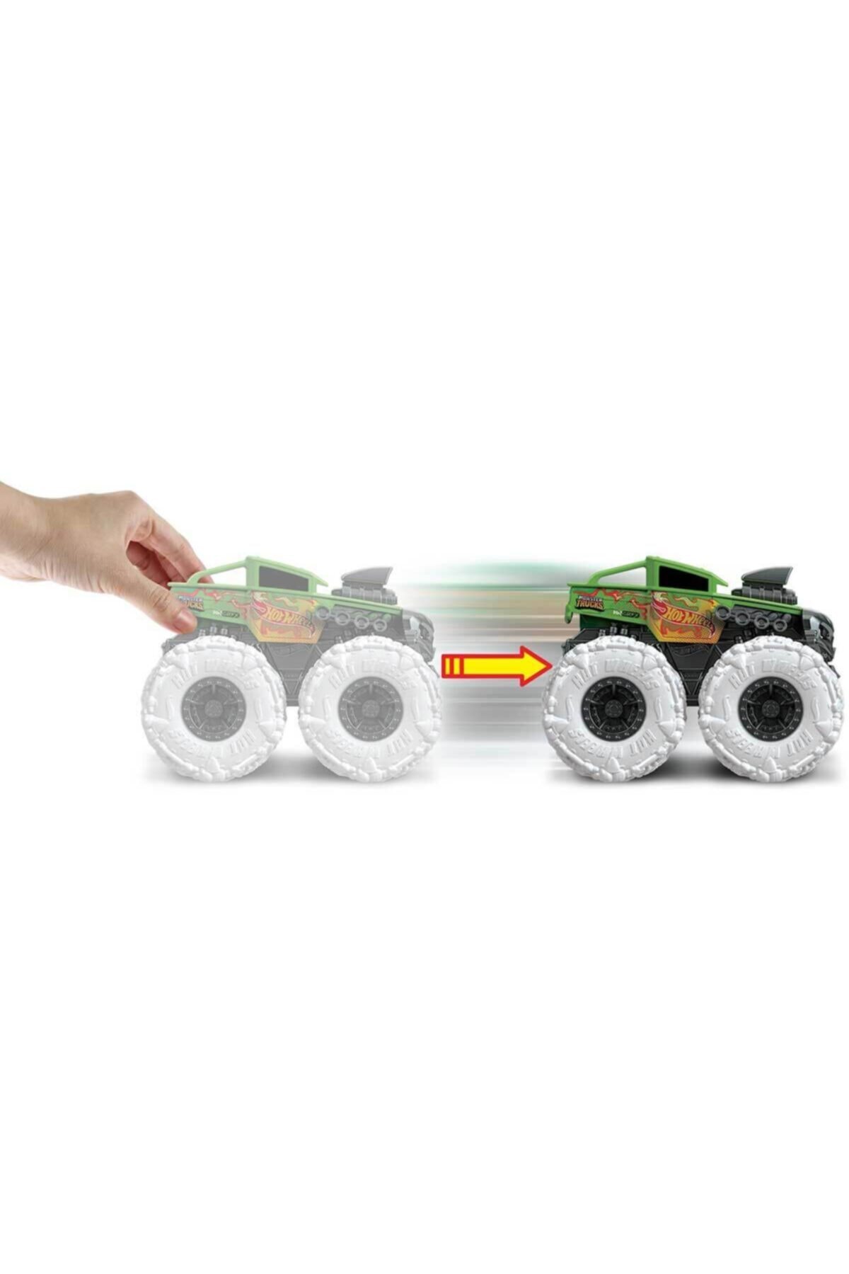 ماشین اسباب بازی MONSTER TRUCKS PULL DROP CARS GVK37 BONE SHAKER GREEN از ترکیه HOT WHEELS
