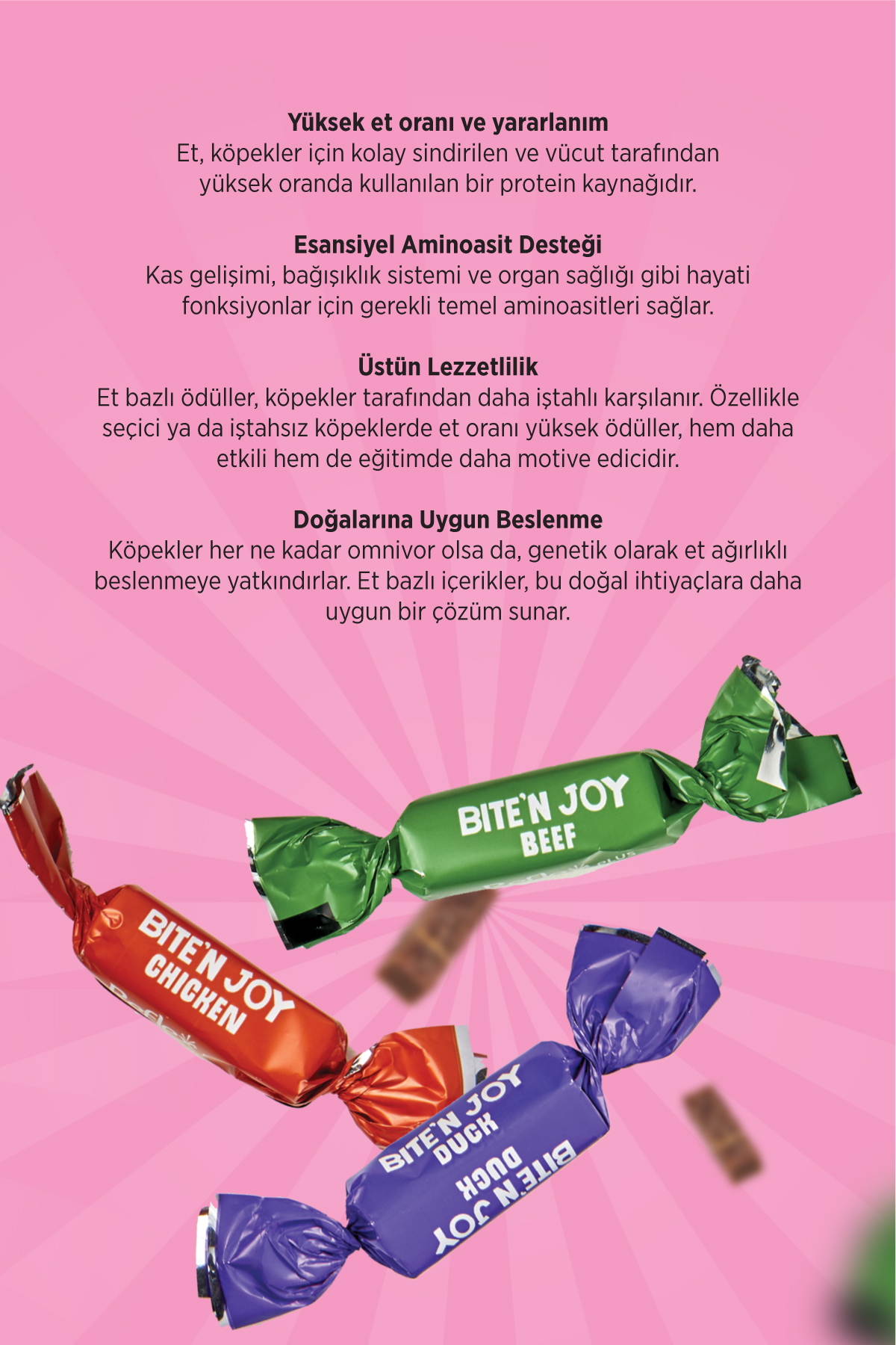تشویقی سگ رفلکس Reflex Plus Bite'n Joy با طعم گوشت گاو، مرغ و اردک، ۲۵۰ گرم