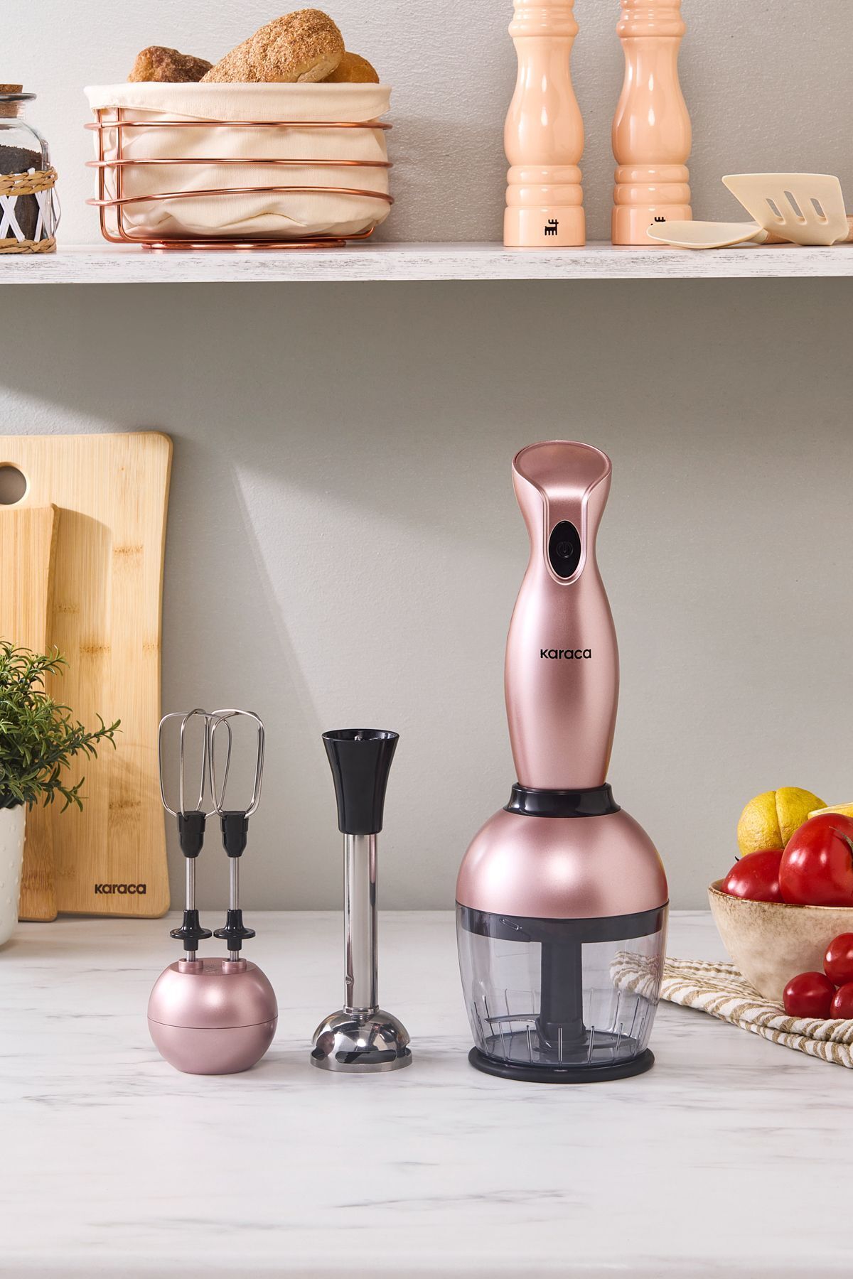 ست مخلوط کن PRO MIDI PLUS 3 BLENDER SET ROSEGOLD 1000W اورجینال Karaca