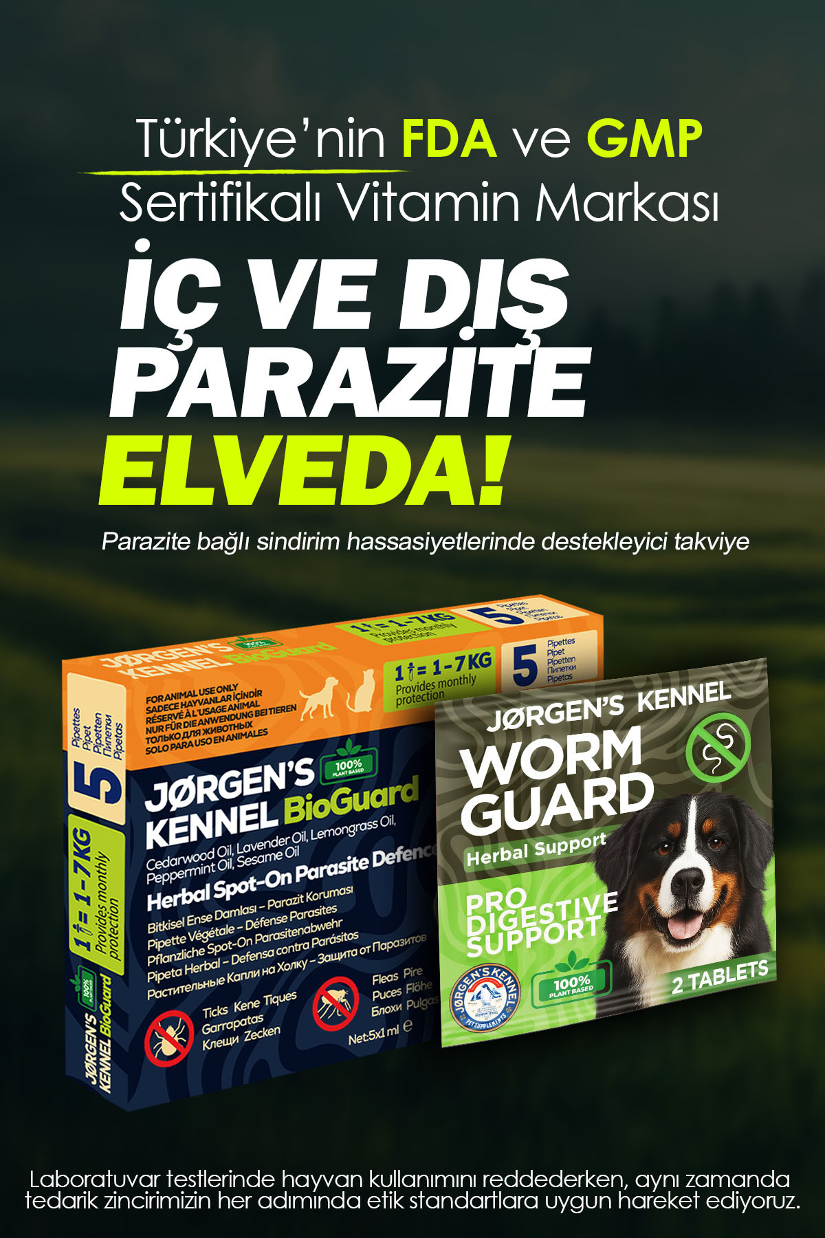 قرص و قطره گیاهی ضدانگل داخلی و خارجی سگ جورجنس کنل Jorgens Kennel، ۱۰۰٪ گیاهی