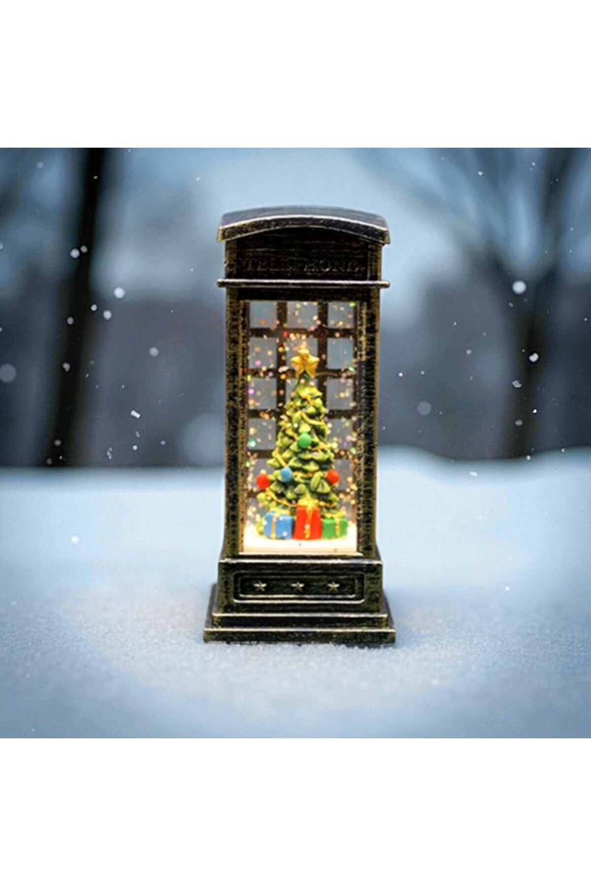 گوی برفی SNOW GLOBE روشن با باجه تلفن مفهومی سال نو VIP 14 سانتی متر از ترکیه Kuzey Tacı