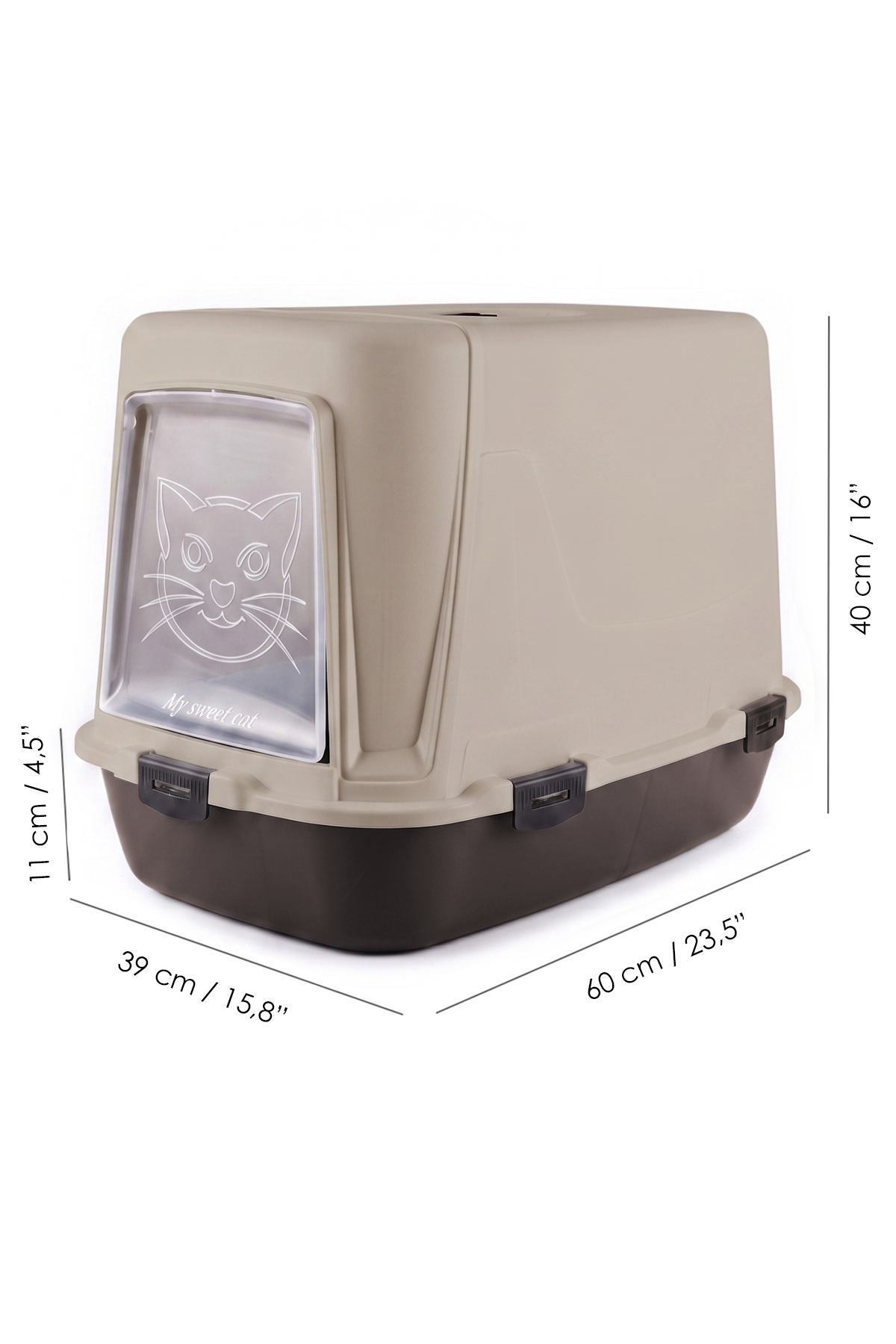 توالت گربه دربسته XXL Mega ملنی هوم Meleni Home، فیلتر بو و بیلچه همراه، بژ (MCH-4203)