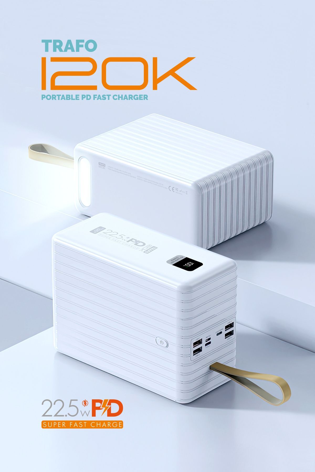 پاوربانک POWERWAY 120.000 MAH PD 22.5W شارژ سریع داخلی کمپینگ کابلی منبع تغذیه قابل حمل مشکی اورجینال Store