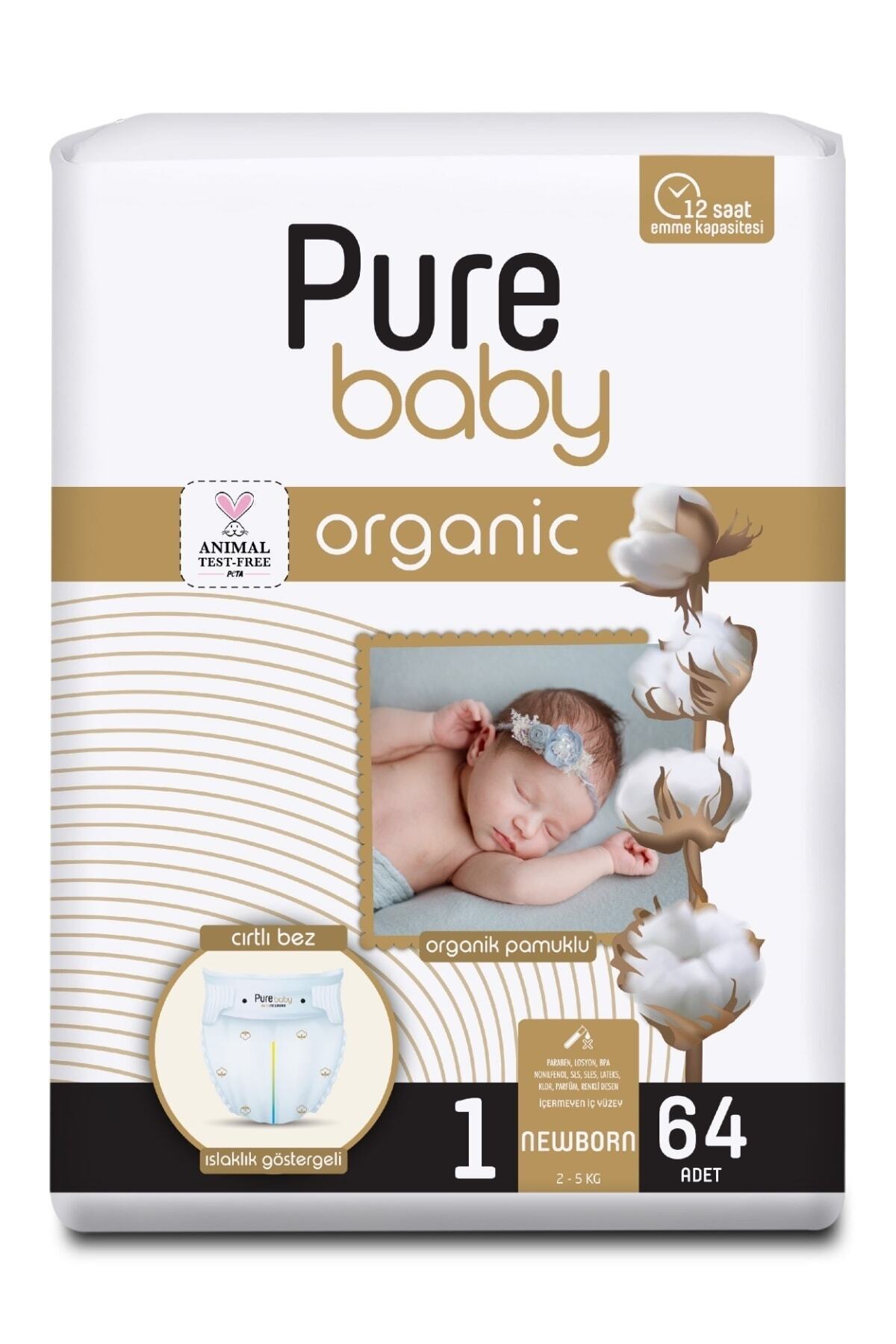 پوشک بچه پارچه ای پنبه ارگانیک تک بسته سایز 1 نوزاد 64 عددی اورجینال Pure Baby