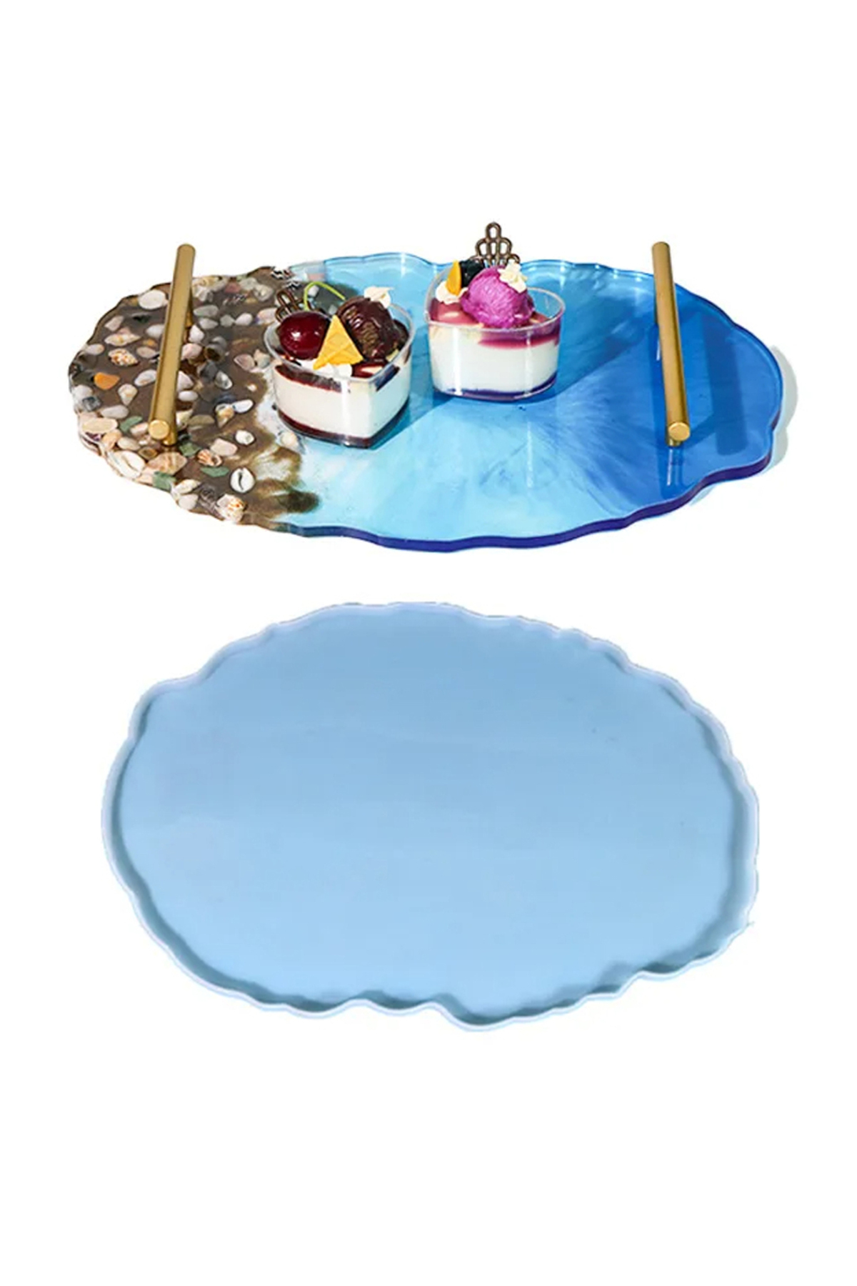 مدل خودرو قالب سیلیکونی سینی مواج بیضی شکل اپوکسی 34X24CM اورجینال Getshopmini