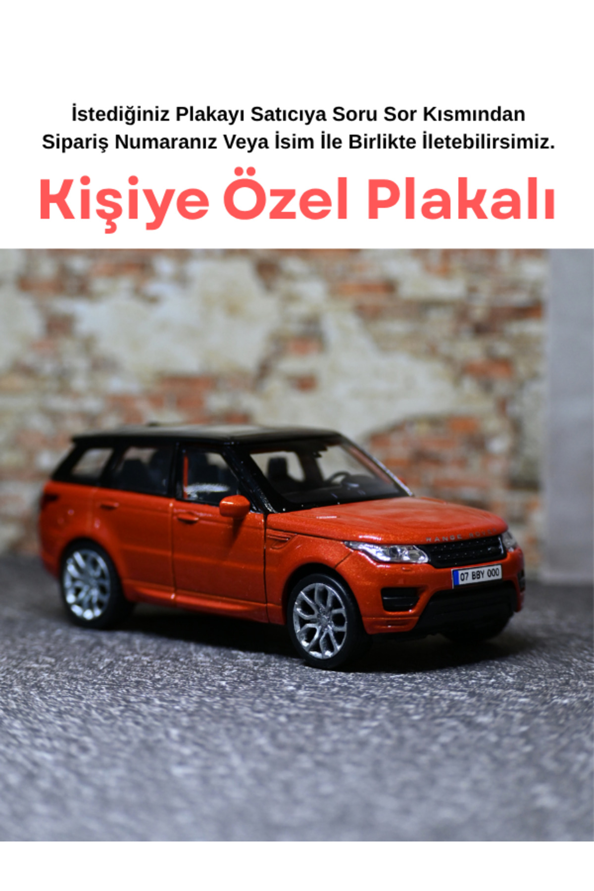 مدل خودرو ماشین اسباب بازی فلزی RANGE ROVER SPORT با پلاک شخصی شده نارنجی از ترکیه bebeym