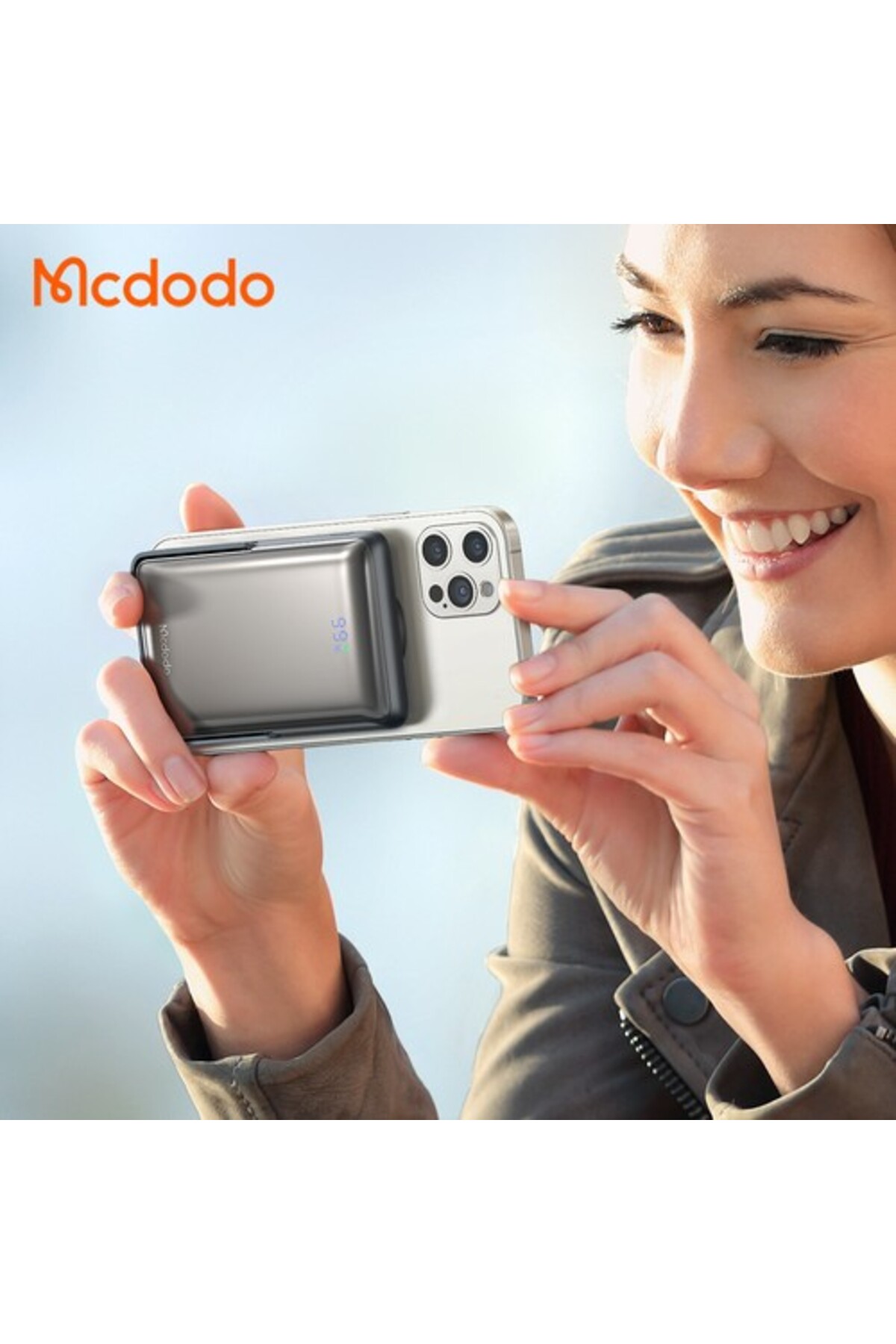 پاوربانک MC 0691 15W MAGSAFE 10000 MAH صفحه نمایش دیجیتال بی سیم شارژر خاکستری اورجینال Mcdodo