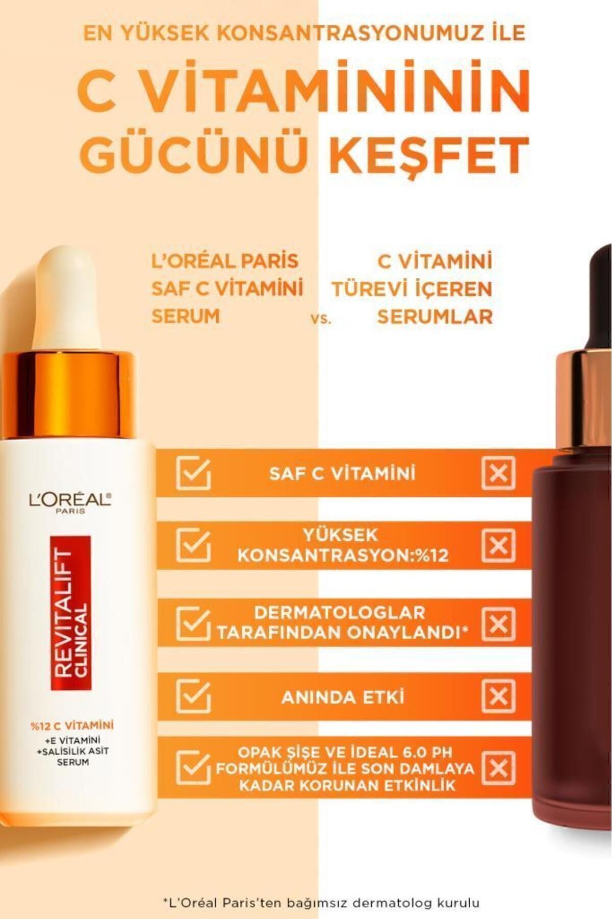 ست مراقبت پوست REVITALIFT CLINICAL 12 ٪ ویتامین C خالص سرم و فیل های احیا کننده نور چشم L'Oreal Paris