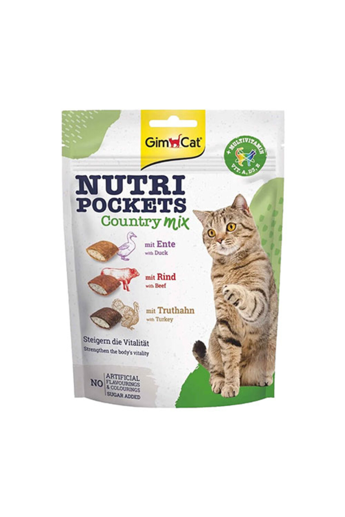 تشویقی گربه مولتی‌ویتامینه جیم‌کت Gimcat Nutripockets Country Mix، ۱۵۰ گرم