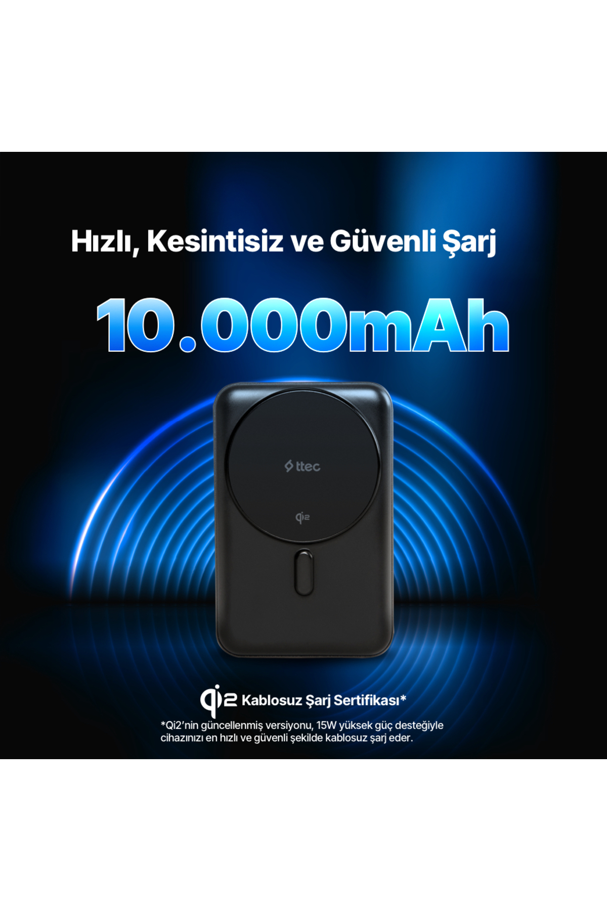 پاوربانک RECHARGER PRO M 10000MAH QI2 MAGSAFE ویژه 15W IPHONE ANDROID WIRELESS با پایه 2BB227 اورجینال Ttec