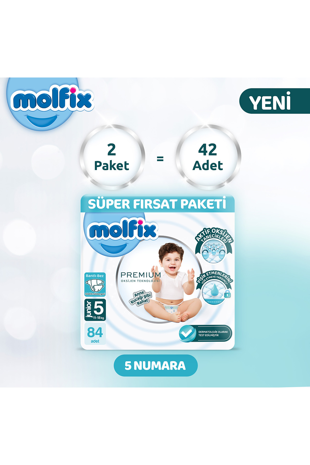 پوشک بچه پکیج سوپر دیل پرمیوم 5 سایز 84 عدد اورجینال Molfix