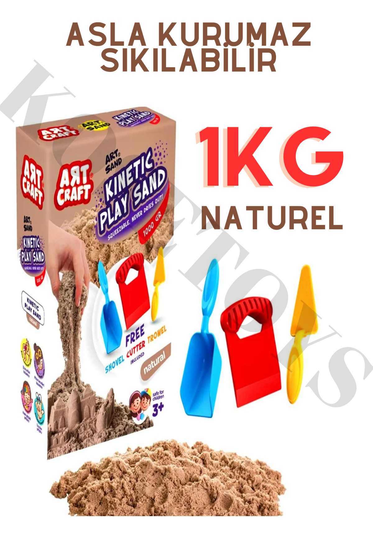 لگو و اسباب بازی های ساخت محور ماسه جنبشی 1 کیلوگرمی رنگ طبیعی ماله برش بیل دار گنجانده شده است از ترکیه kosetoys