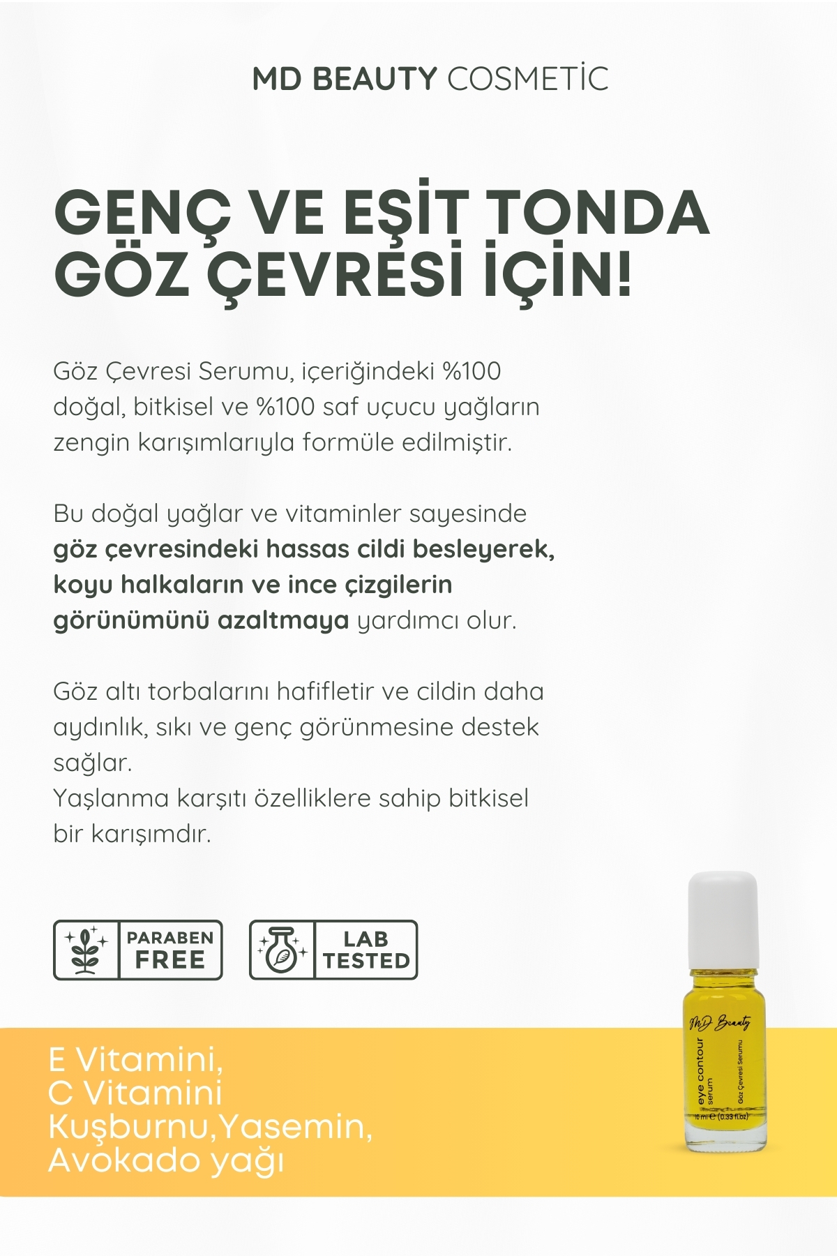 سرم دور چشم ویتامین C MDBeauty با خاصیت روشن کنندگی 10 میلی لیتر md beauty