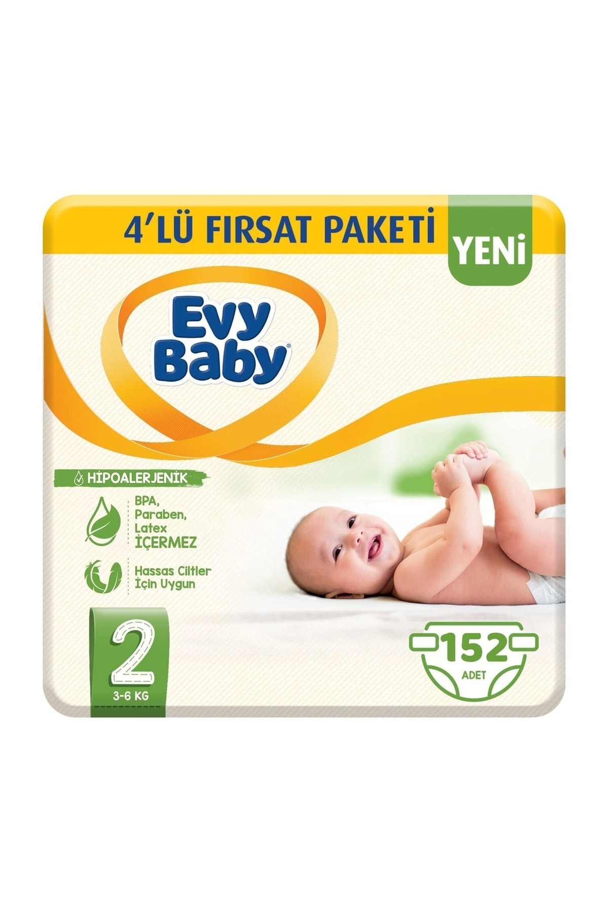 پوشک بچه سایز 2 مینی بسته 4 فرصت 152 تکه جدید اورجینال Evy Baby