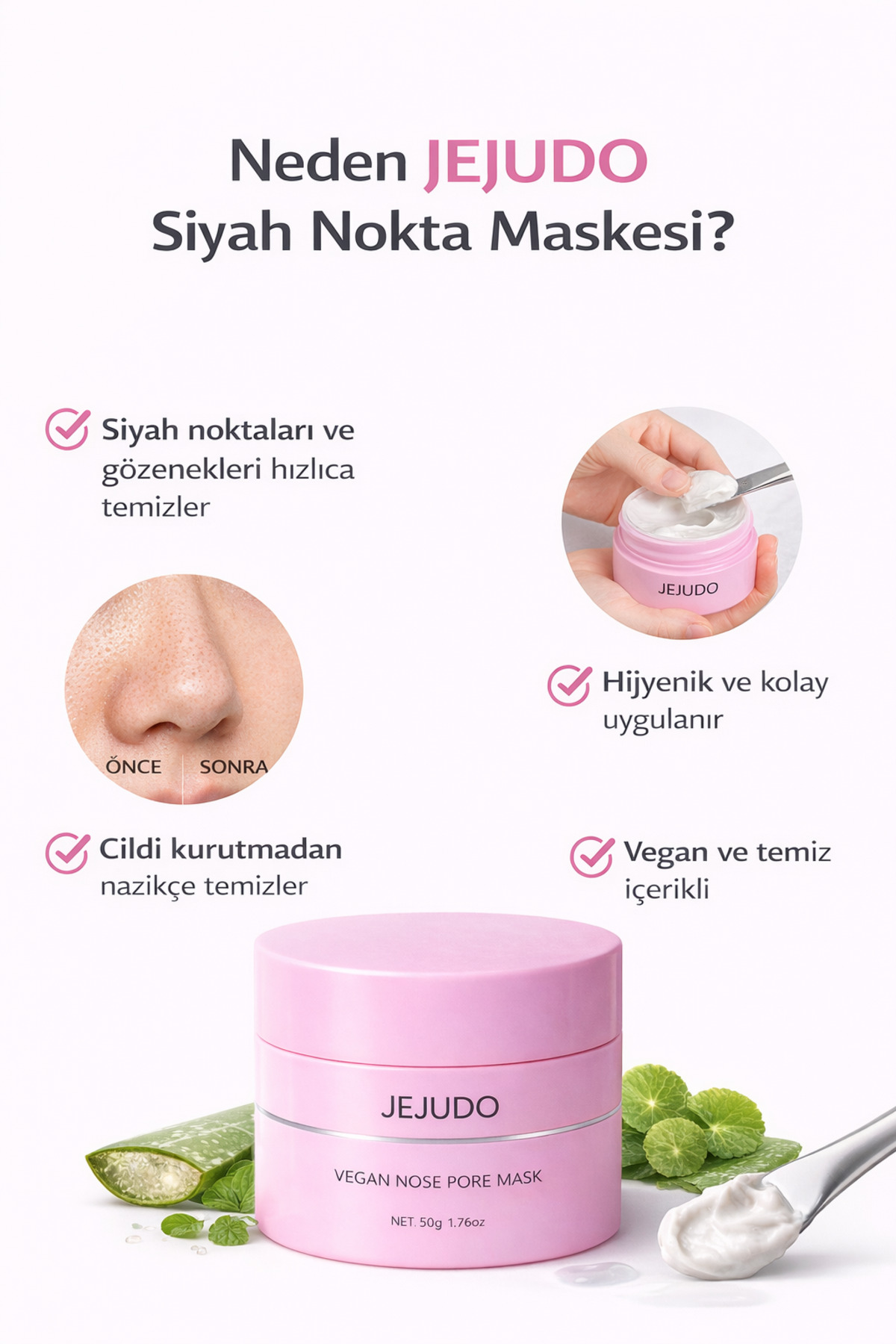 ماسک پاکسازی بینی و بند بینی 60 عددی با فرمولاسیون ویژه JEJUDO