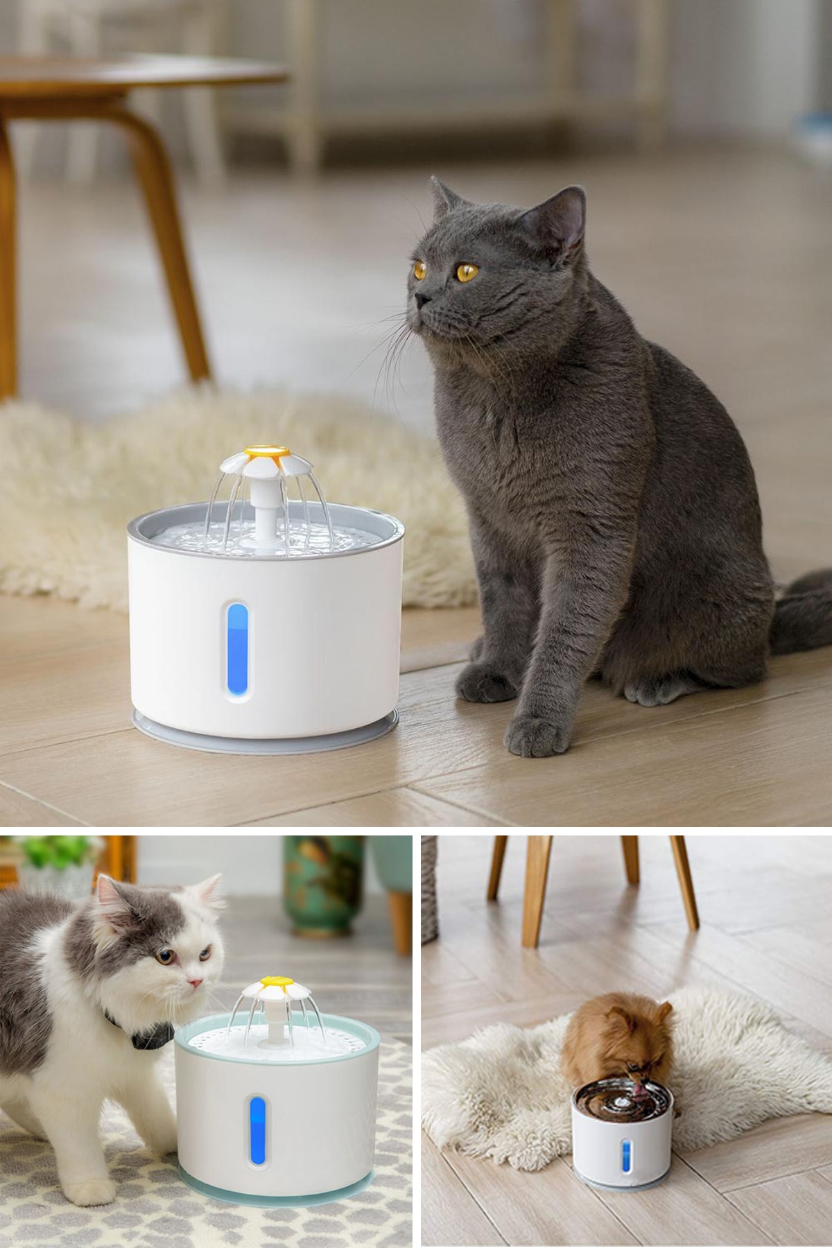 آبخوری فواره‌ای خودکار تکنوجت Technojet برای گربه و سگ، ۲٫۴ لیتر، USB و نشانگر LED