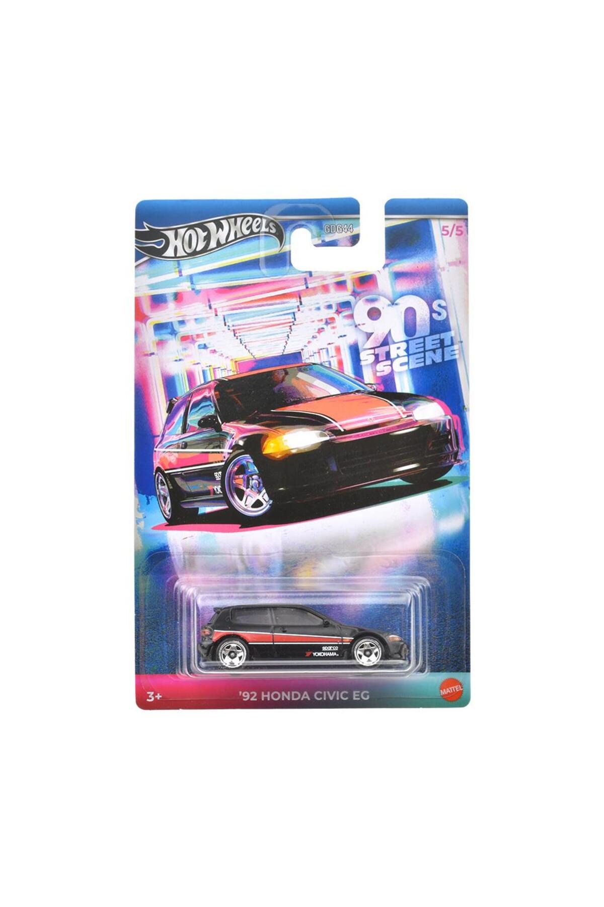 ماشین اسباب بازی خودروهای طرح دار صحنه خیابان دهه 90 92 HONDA CIVIC EC JCB56 از ترکیه HOT WHEELS