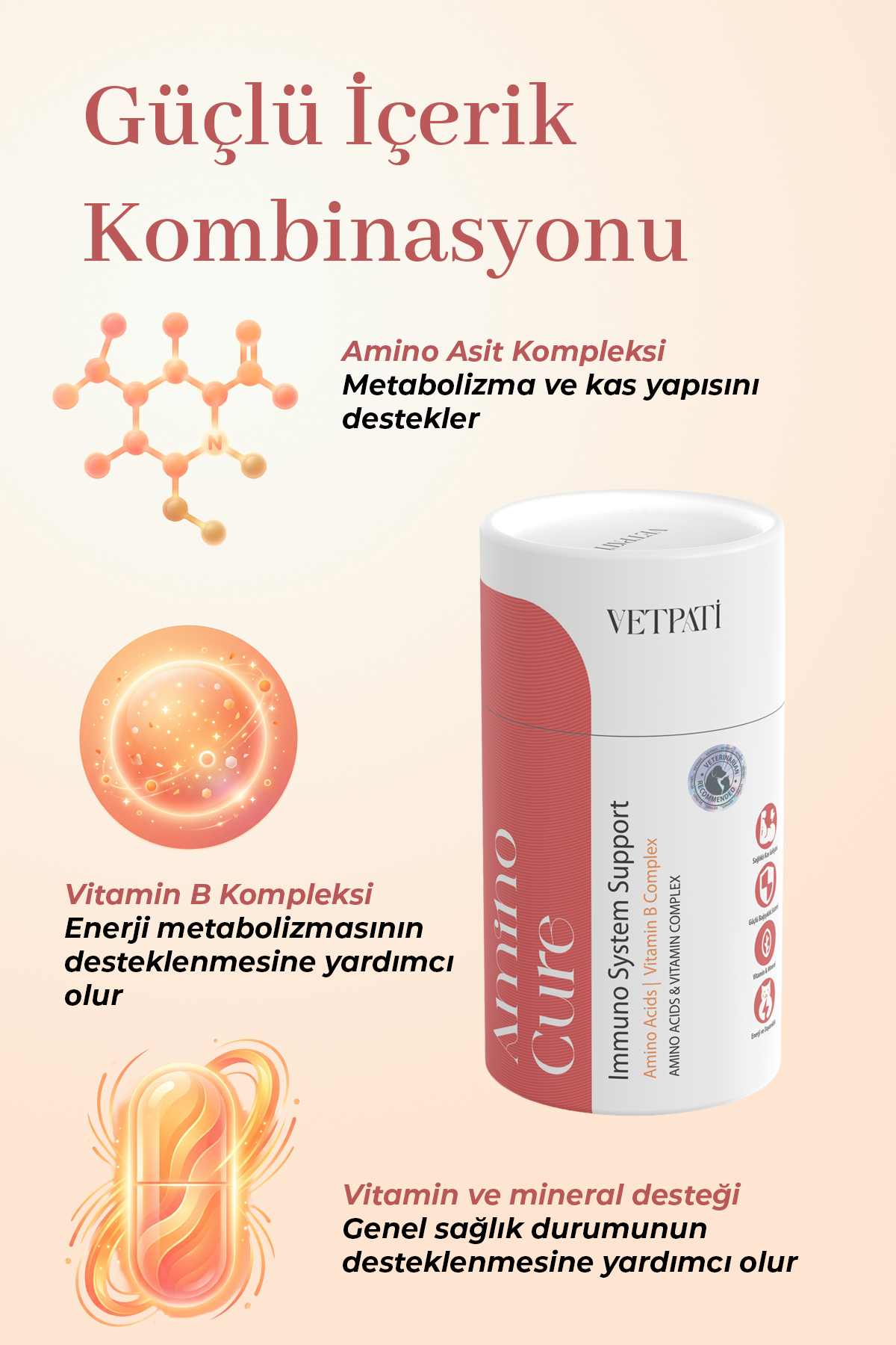 مکمل آمینواسید و ویتامین گربه و سگ وت‌پتی Vetpati Amino Cure