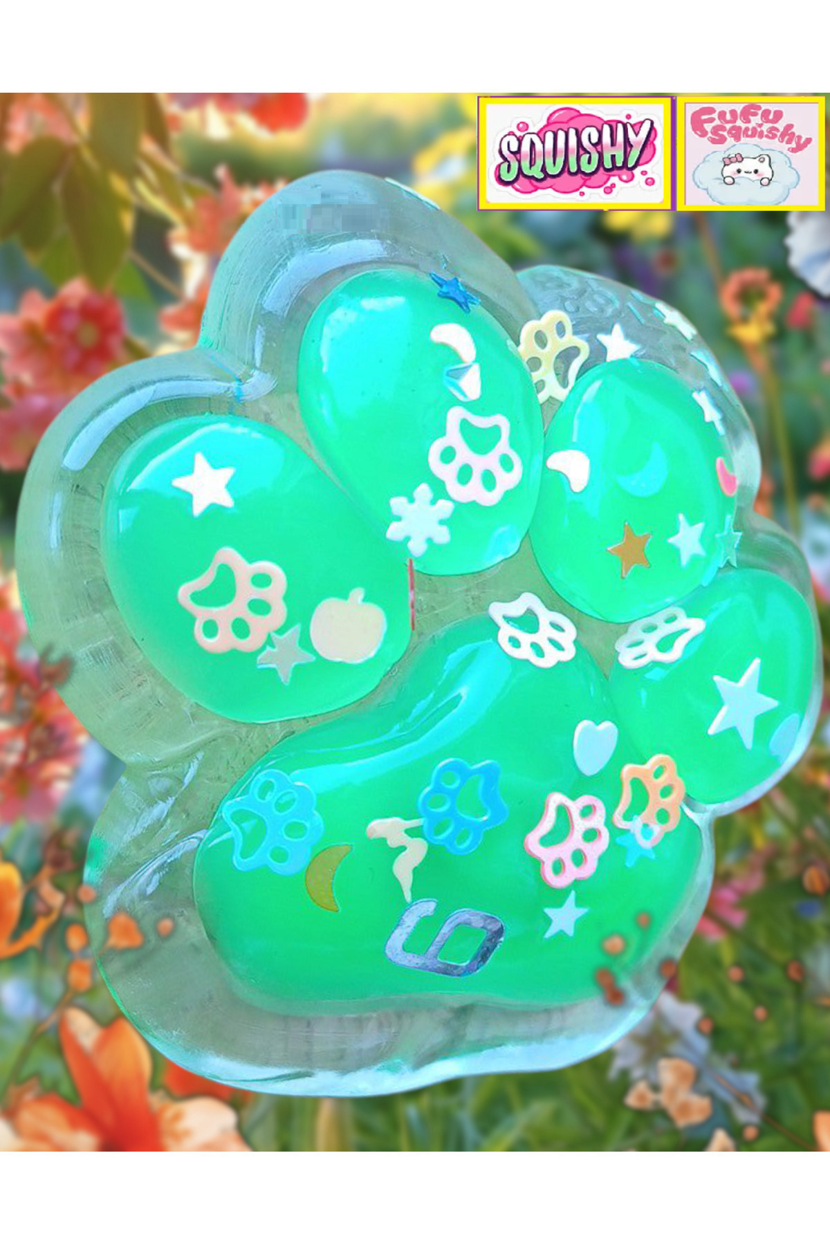 اسباب بازی های فیگور دیگر FUFU SQUISHY CAT PAW چراغ چشمک زن رنگارنگ SUKUSHI TOY FLEXIBLE SKUSHI GREEN MuditaToys