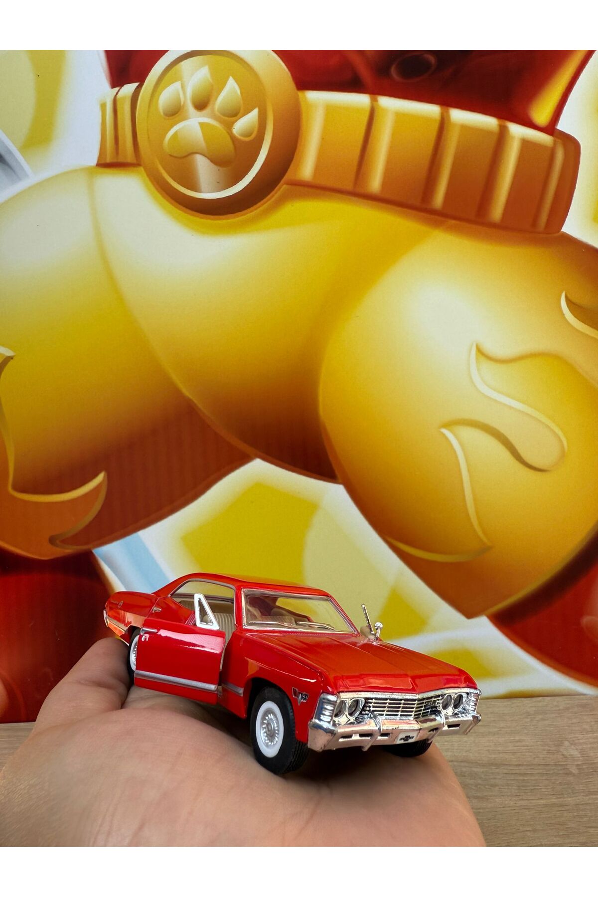 مدل خودرو PULL DROP 1967 شورلت ایمپالا قرمز TOY CAR CHEVY IMPALA اورجینال scntoys
